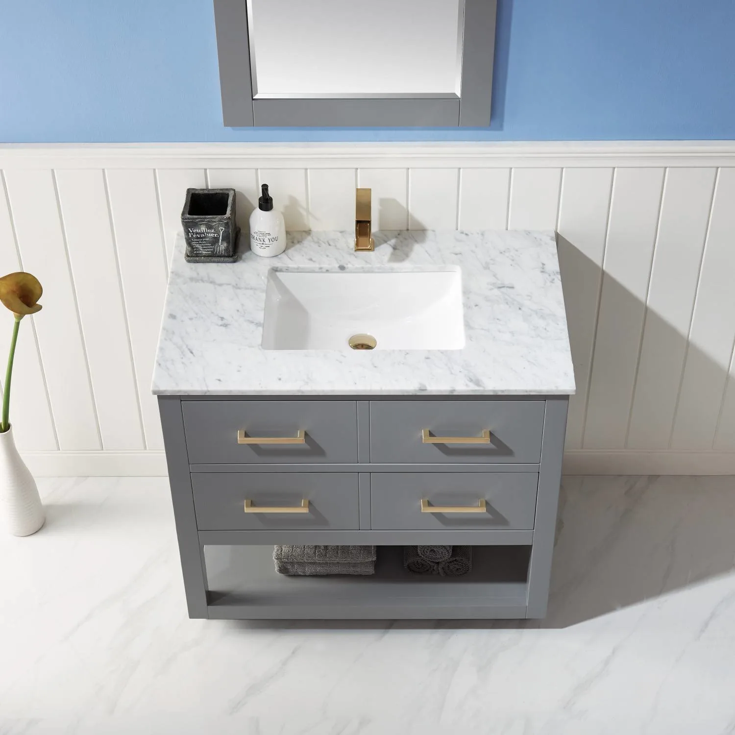 Altair Remi 36 Inch Solid Plywood White Carrara Single Vanity - image 5