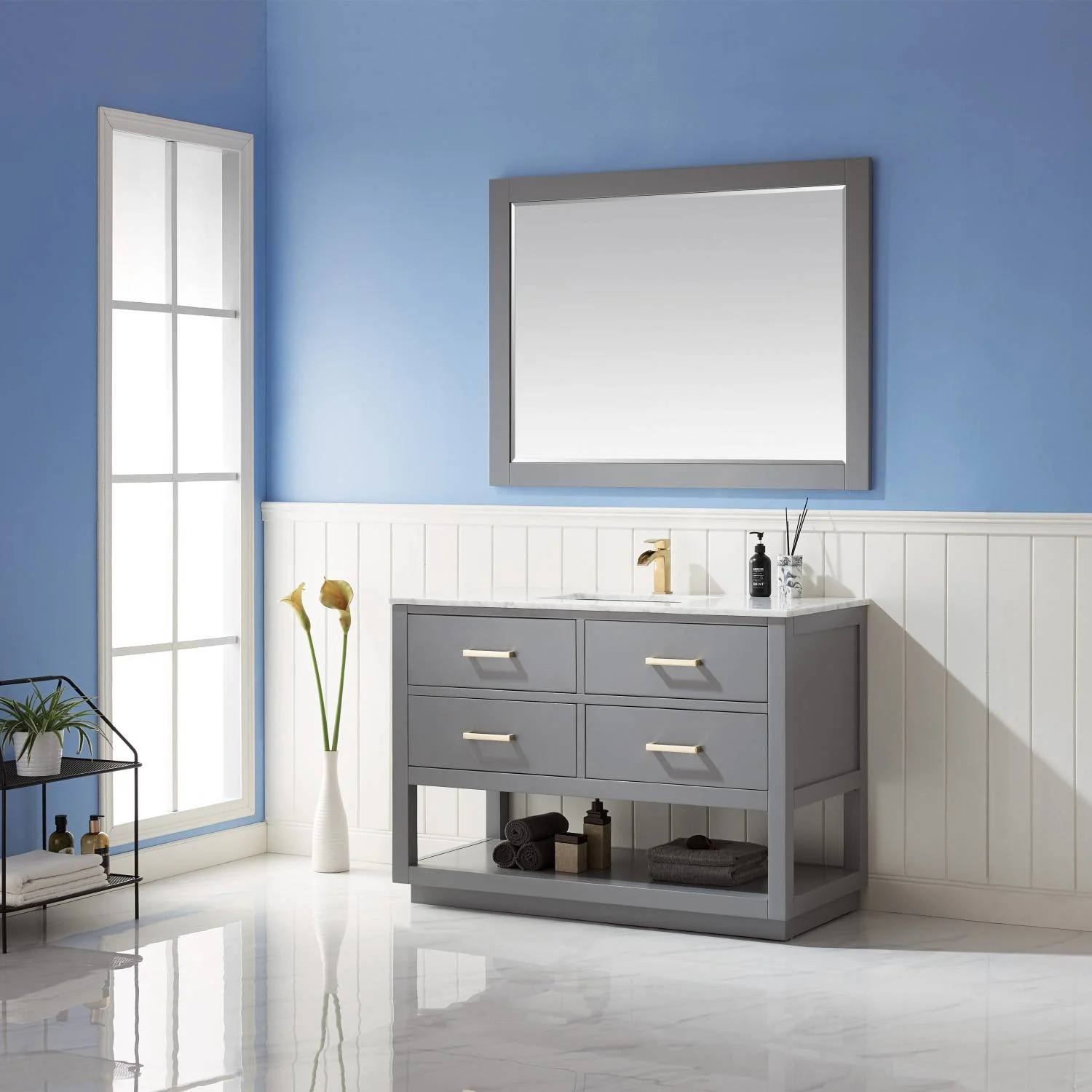 Altair Remi 48 Inch Solid Plywood White Carrara Single Vanity - image 3