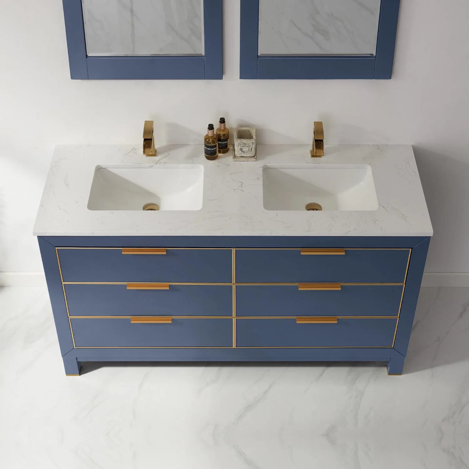 Altair Jackson 60 Inch Solid Plywood White Carrara Stone Double Vanity - image 6
