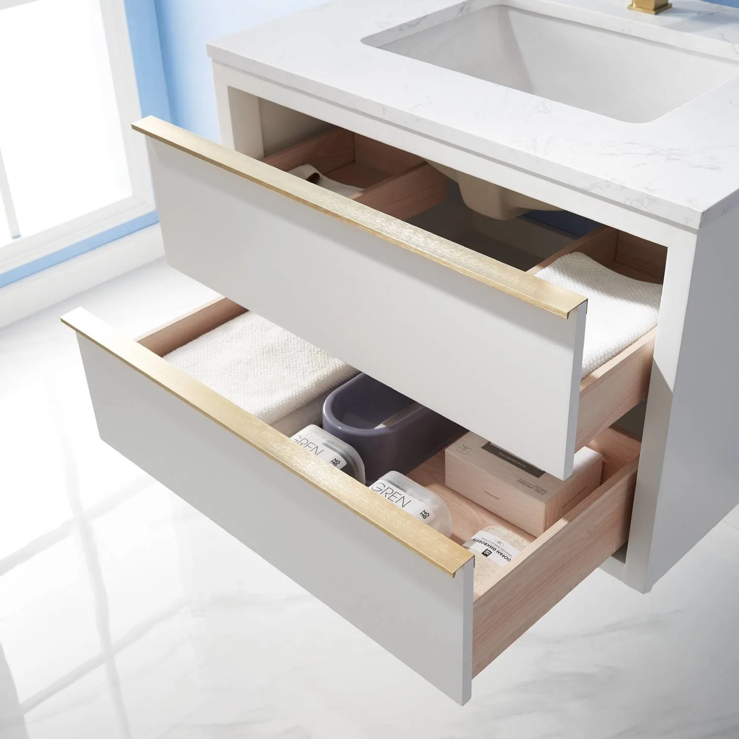 Altair Morgan 30 Inch White Plywood White Carrara Stone Single Vanity - image 9