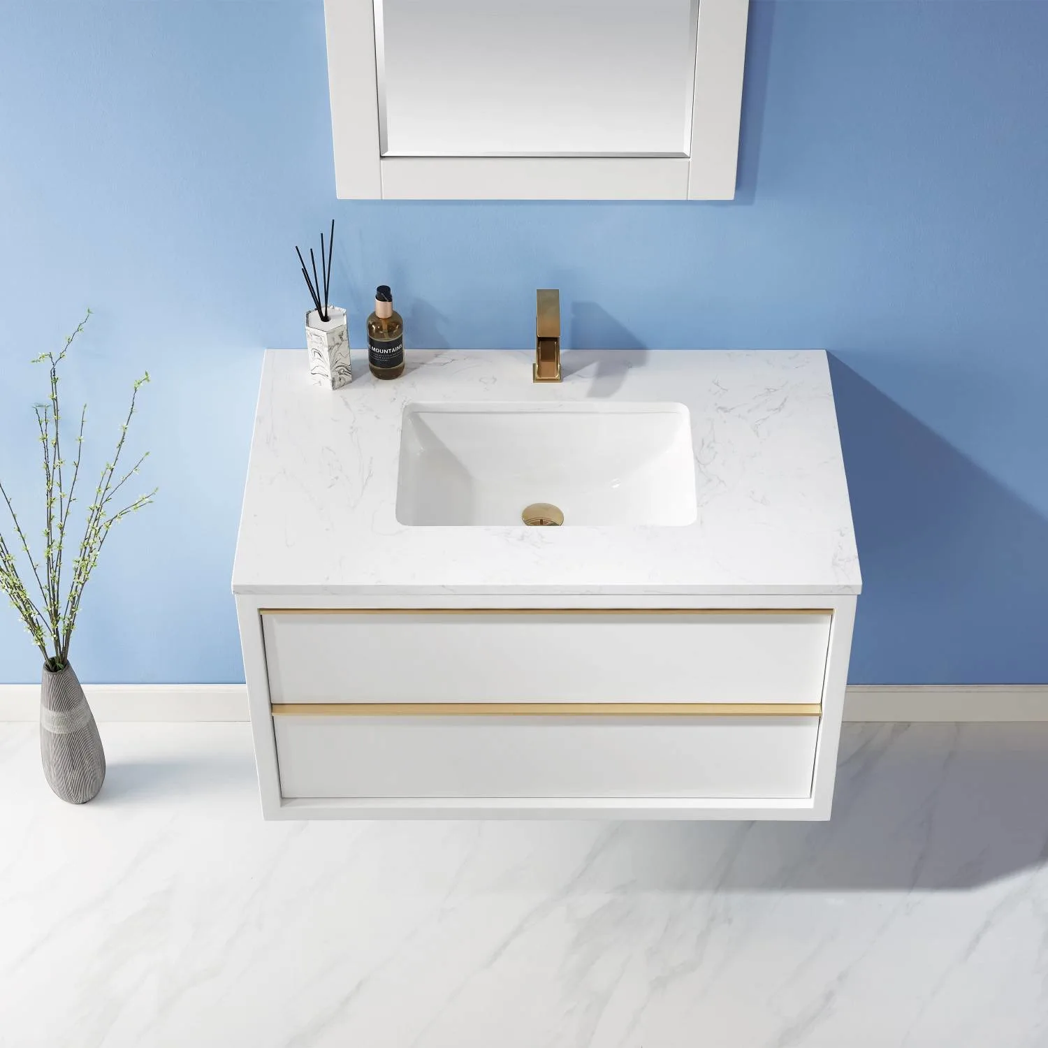 Altair Morgan 36 Inch White Plywood White Carrara Stone Single Vanity - image 6