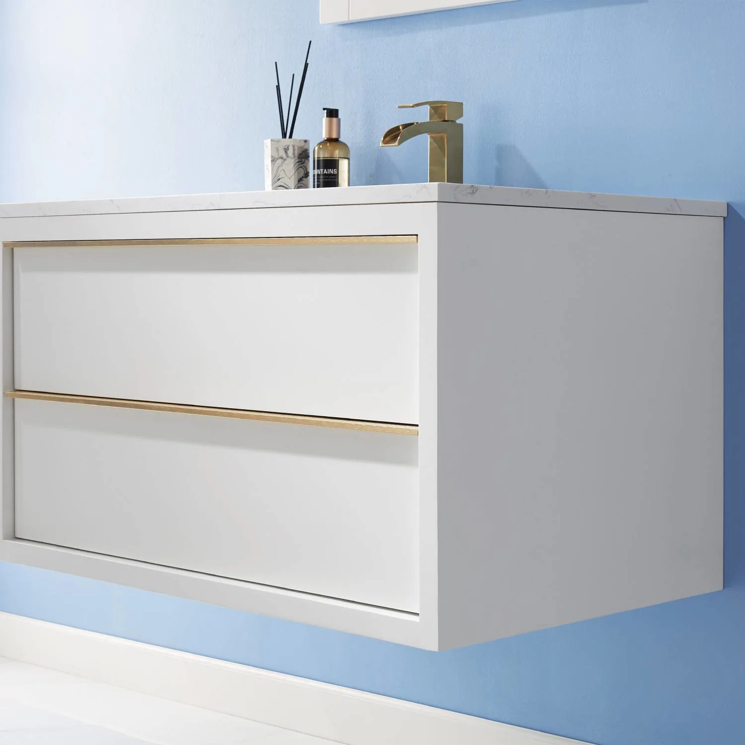 Altair Morgan 36 Inch White Plywood White Carrara Stone Single Vanity - image 7