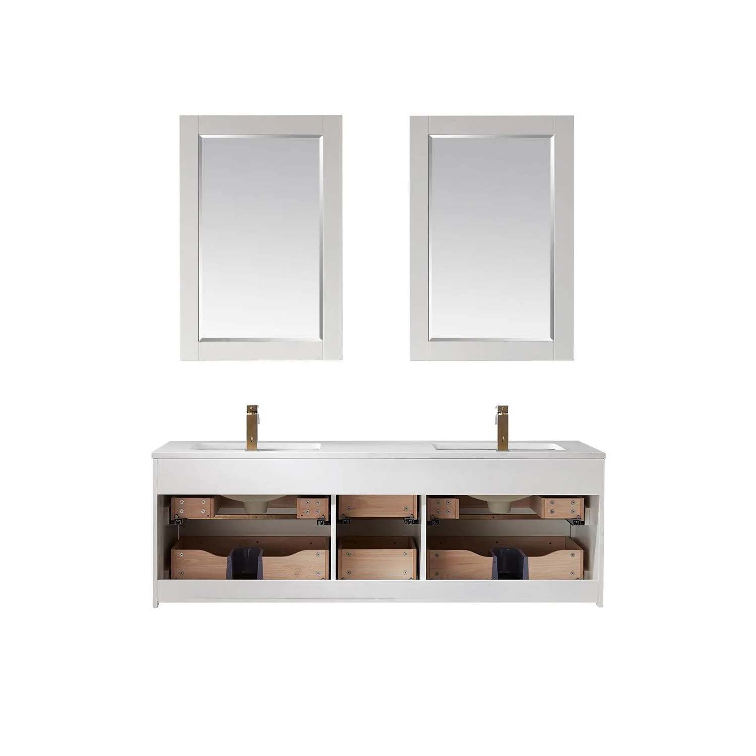Altair Morgan 60 Inch White Plywood White Carrara Stone Double Vanity - image 2