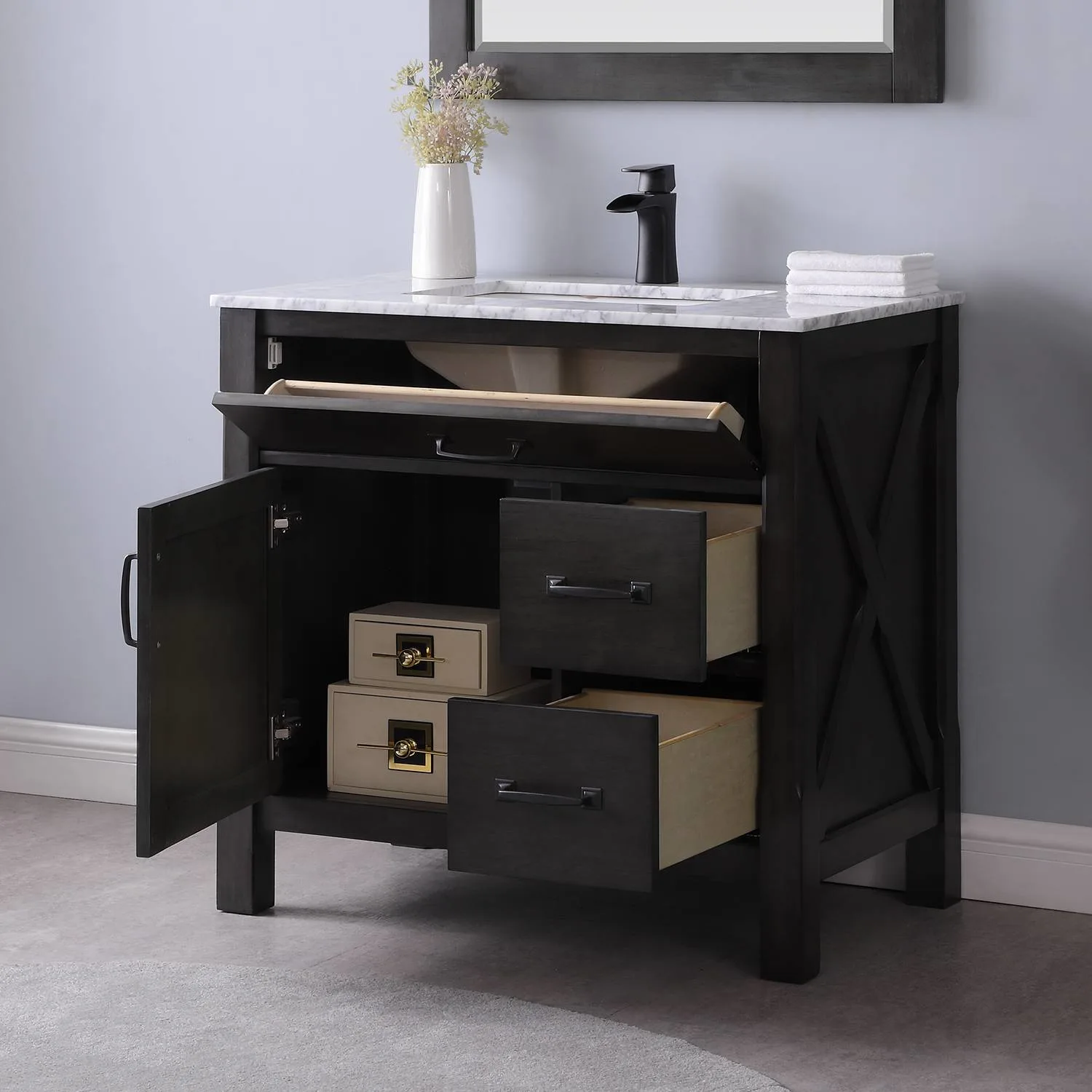 Altair Maribella 36 Inch Solid Plywood White Carrara Single Vanity - image 6