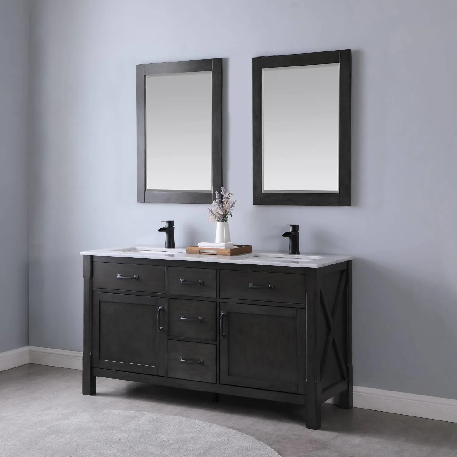 Altair Maribella 60 Inch Solid Plywood White Carrara Double Vanity - image 4