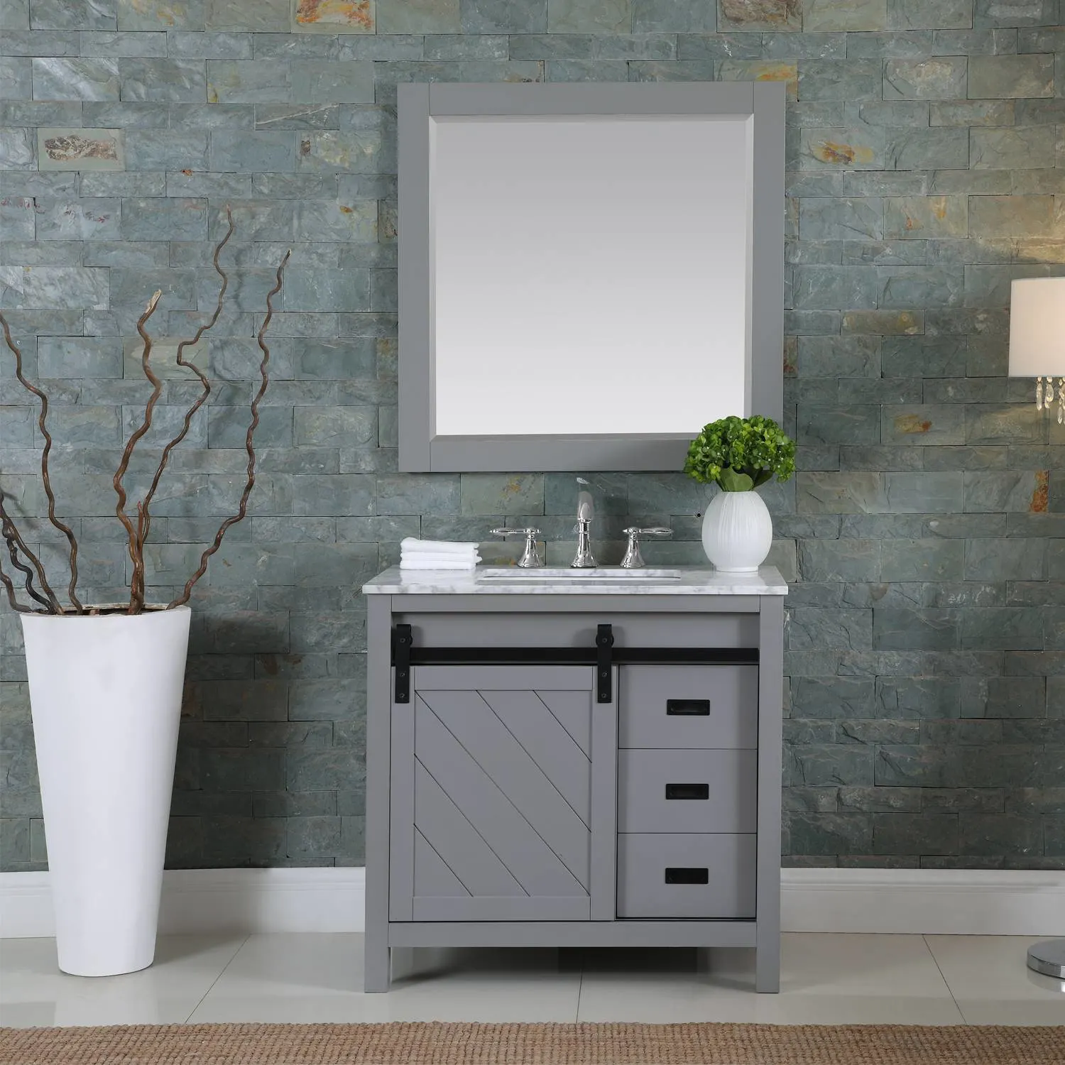 Altair Kinsley 36 Inch Solid Plywood White Carrara Single Vanity - image 3