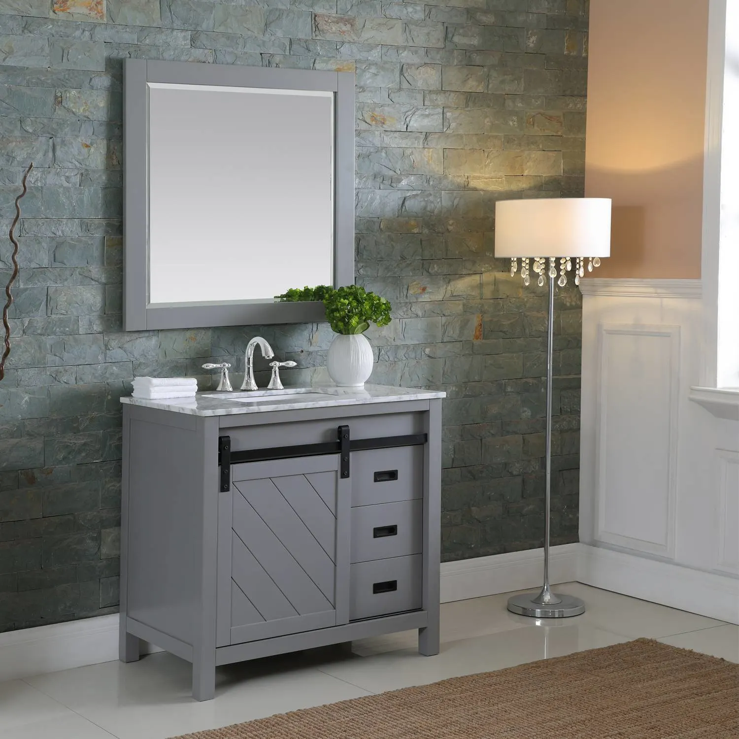 Altair Kinsley 36 Inch Solid Plywood White Carrara Single Vanity - image 4