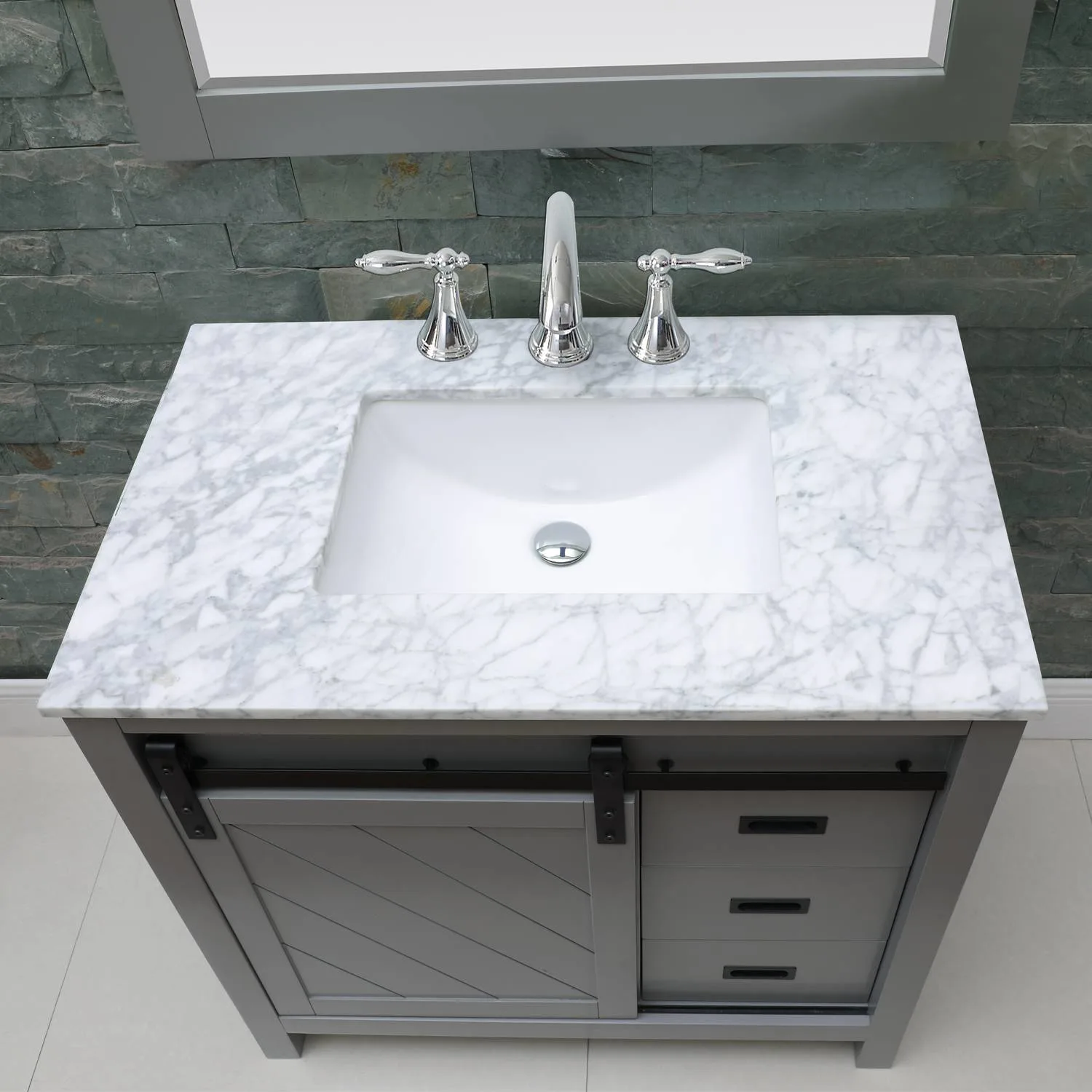 Altair Kinsley 36 Inch Solid Plywood White Carrara Single Vanity - image 6