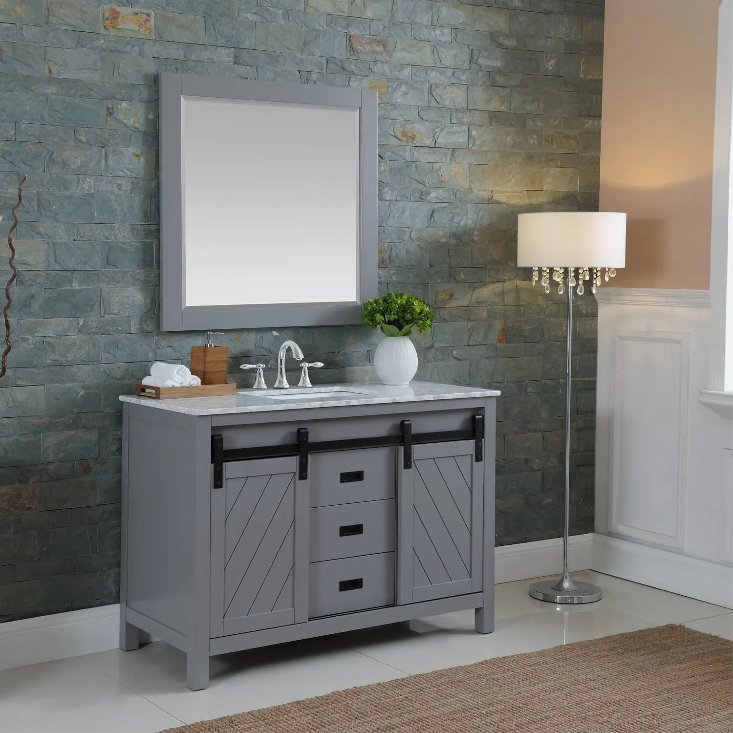 Altair Kinsley 48 Inch Solid Plywood White Carrara Single Vanity - image 5