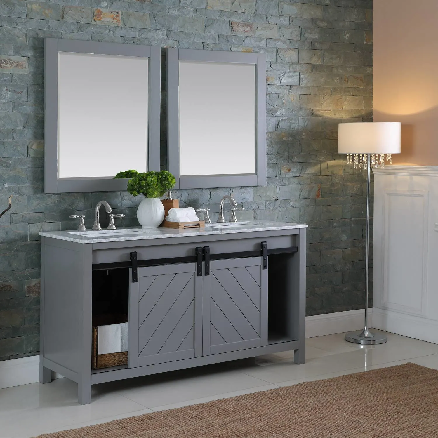 Altair Kinsley 60 Inch Solid Plywood White Carrara Double Vanity - image 5