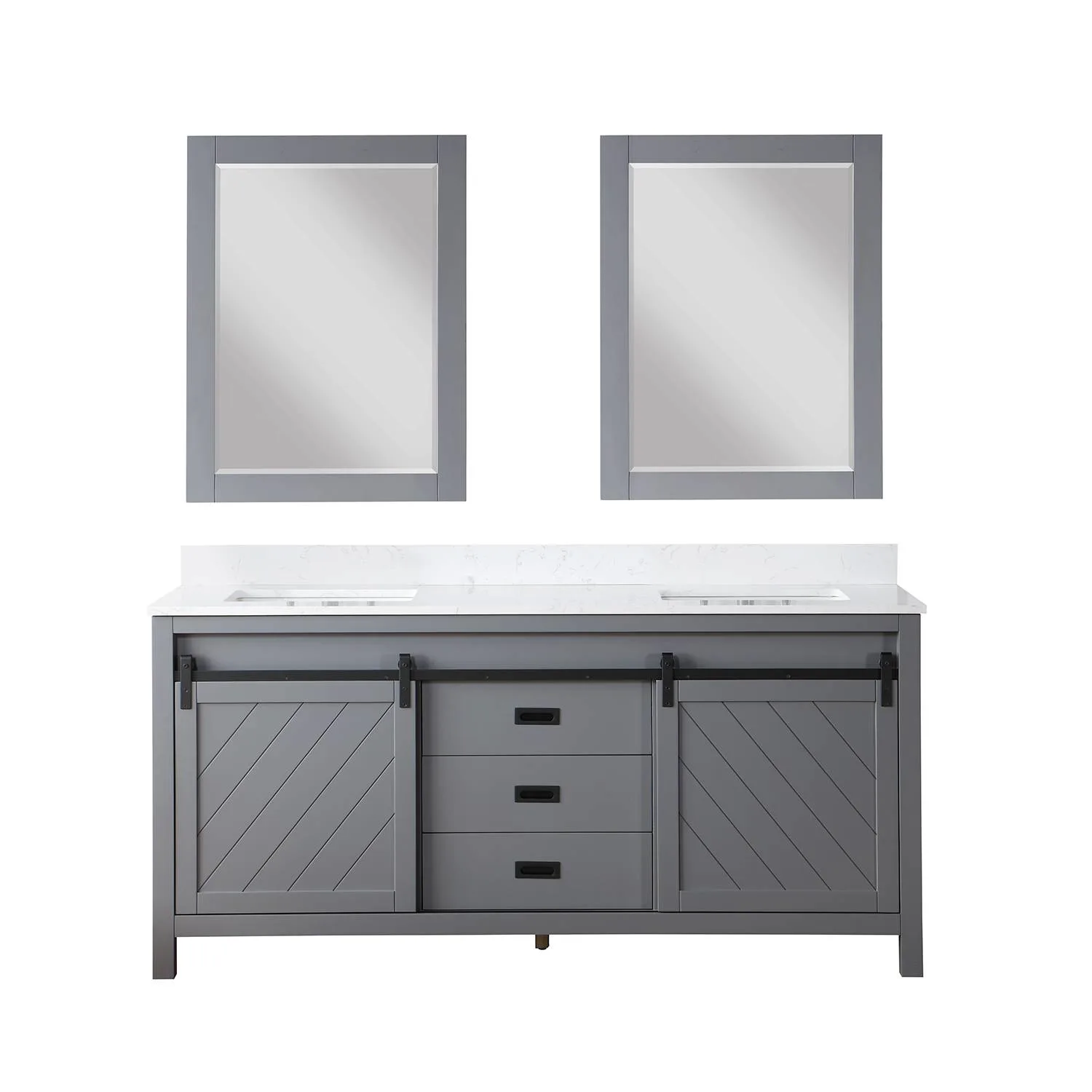 Altair Kinsley 72 Inch Gray Plywood White Carrara Stone Double Vanity