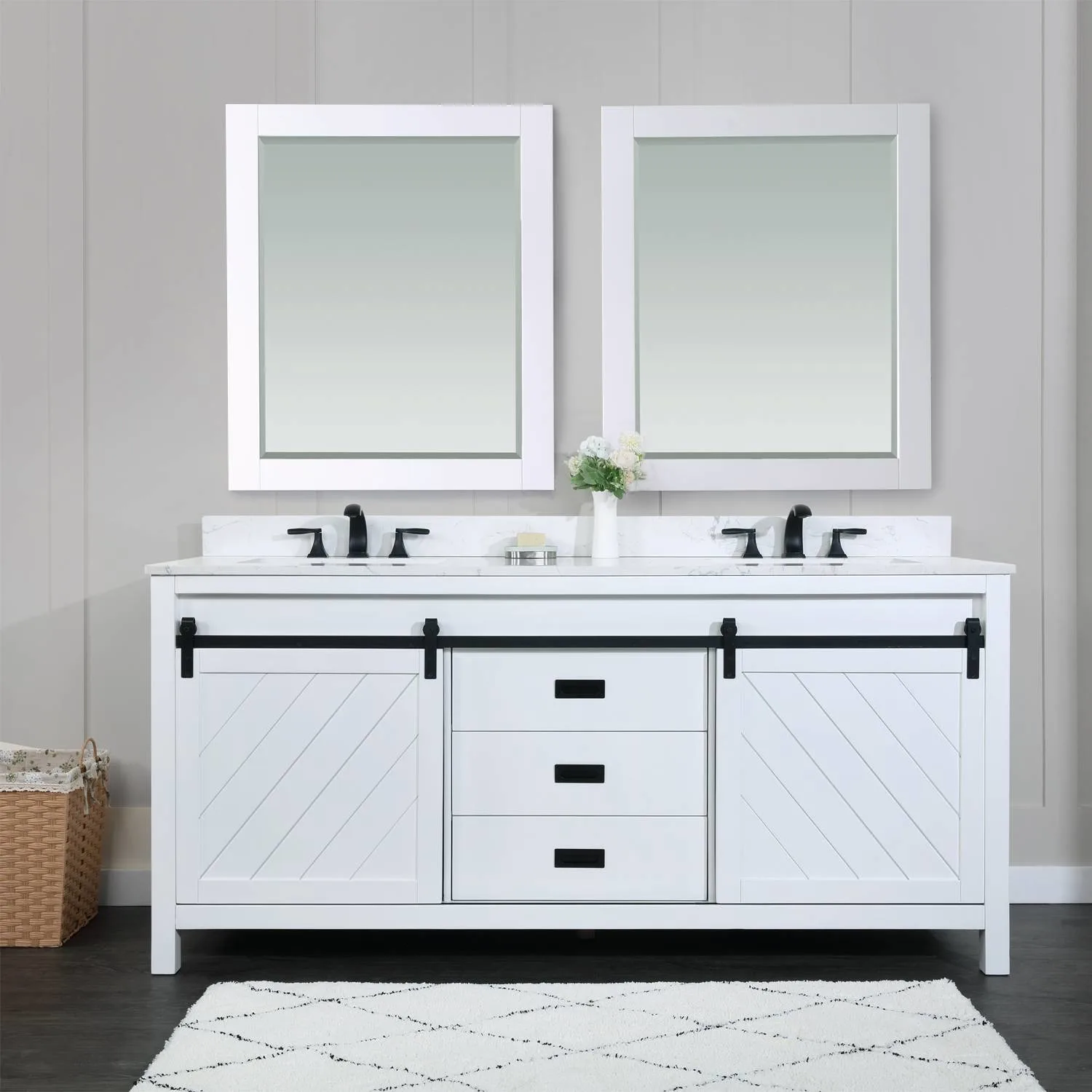 Altair Kinsley 72 Inch White Plywood White Carrara Double Vanity - image 3