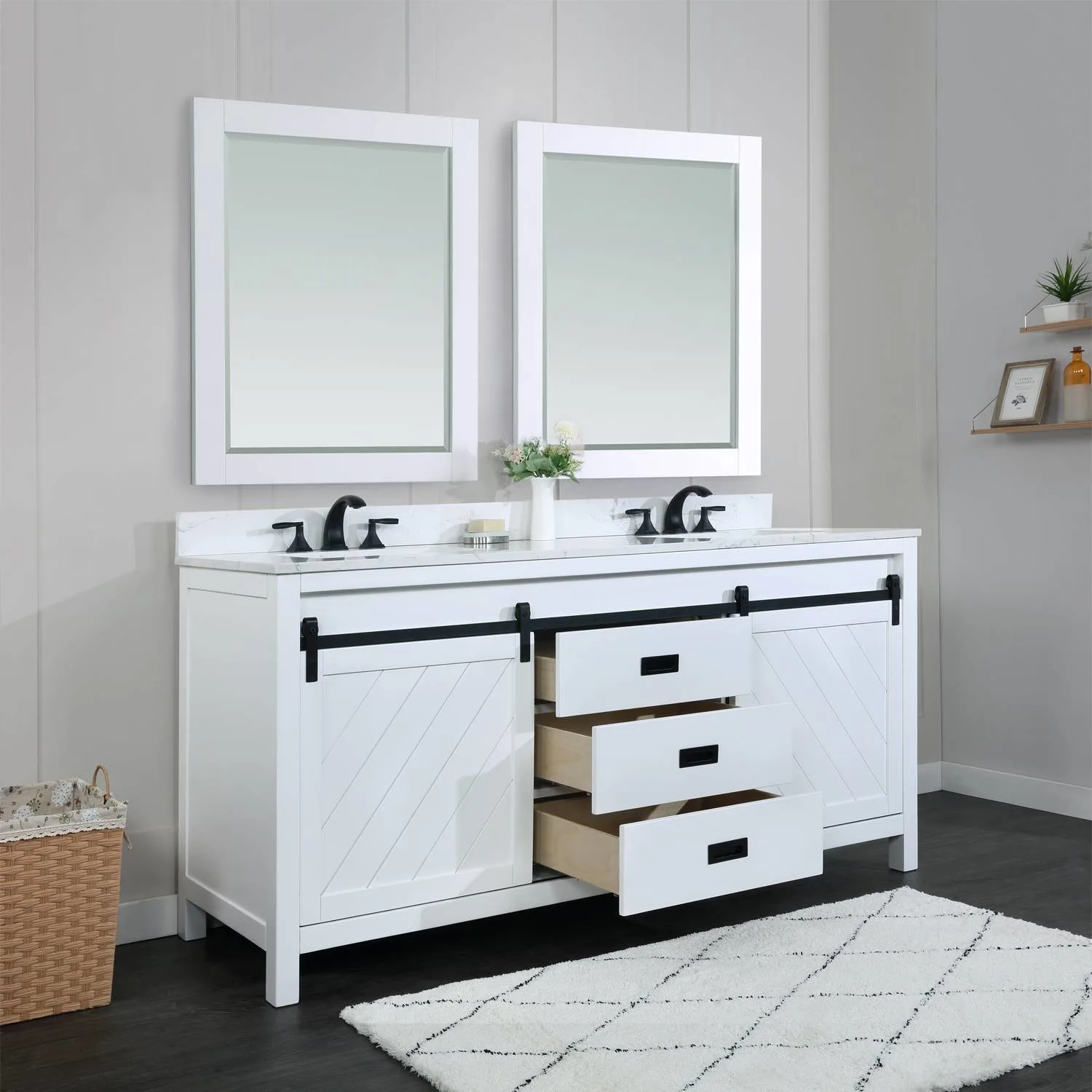 Altair Kinsley 72 Inch White Plywood White Carrara Double Vanity - image 5