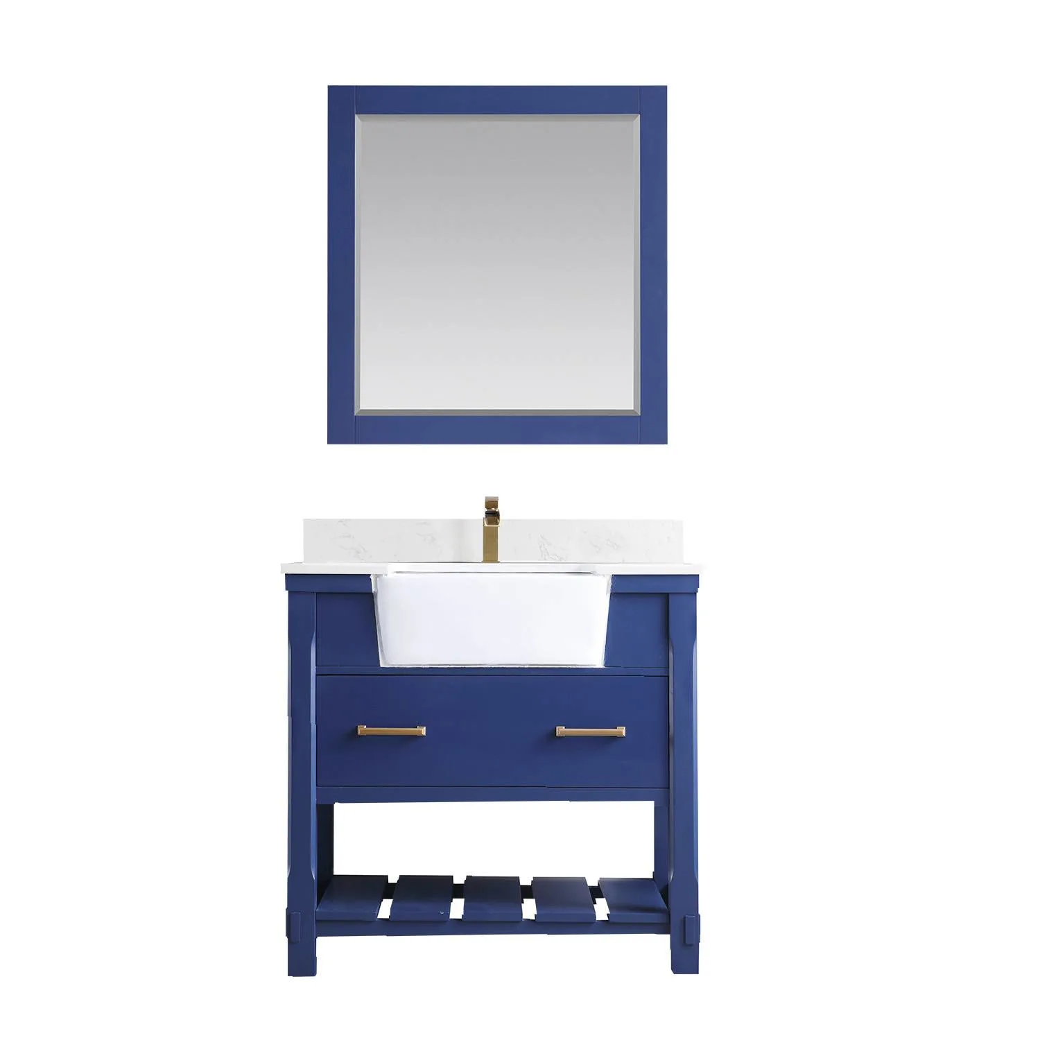 Altair Georgia 36 Inch Solid Plywood White Carrara Stone Single Vanity - image 1