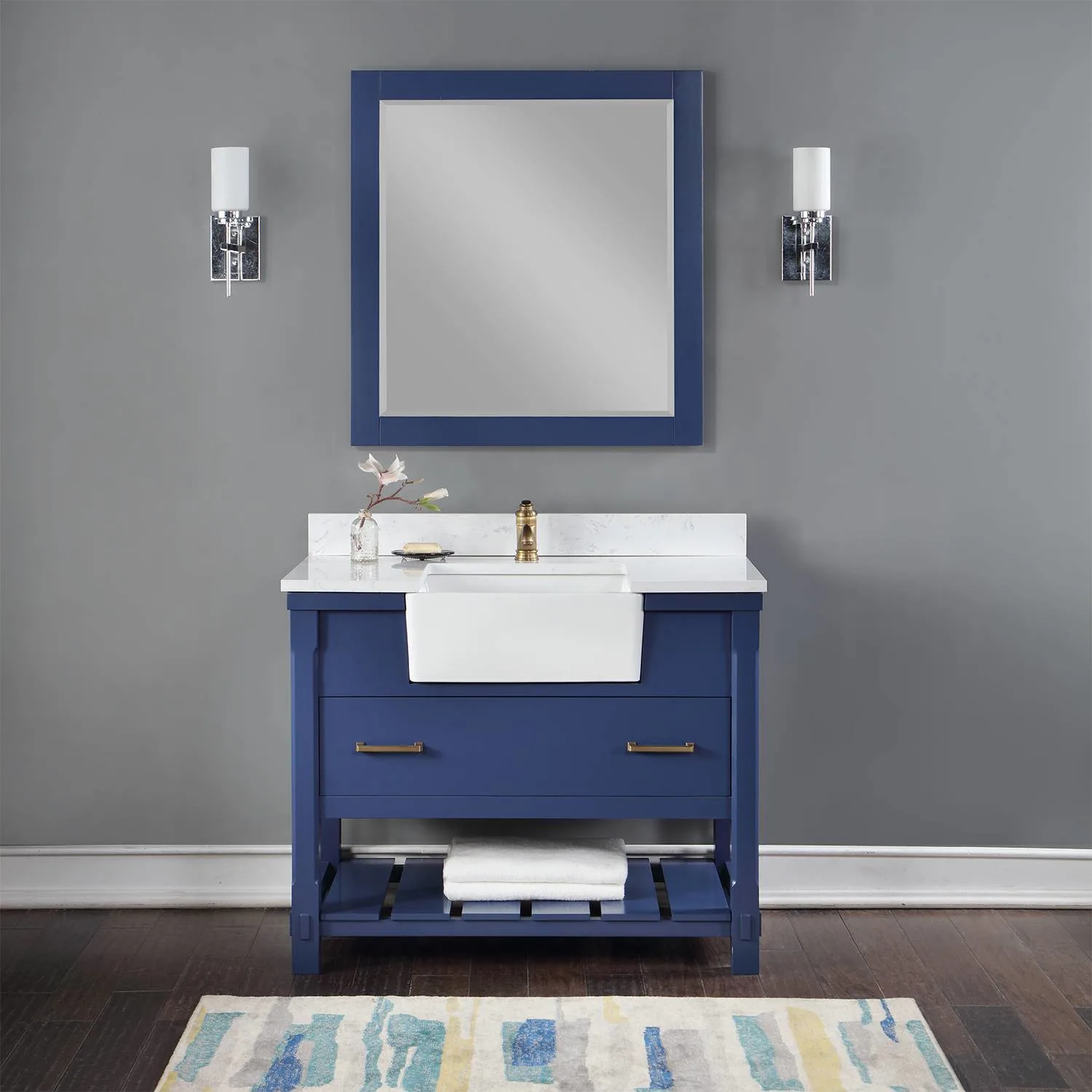 Altair Georgia 42 Inch Jewelry Blue Plywood Carrara Stone Single Vanity - image 3