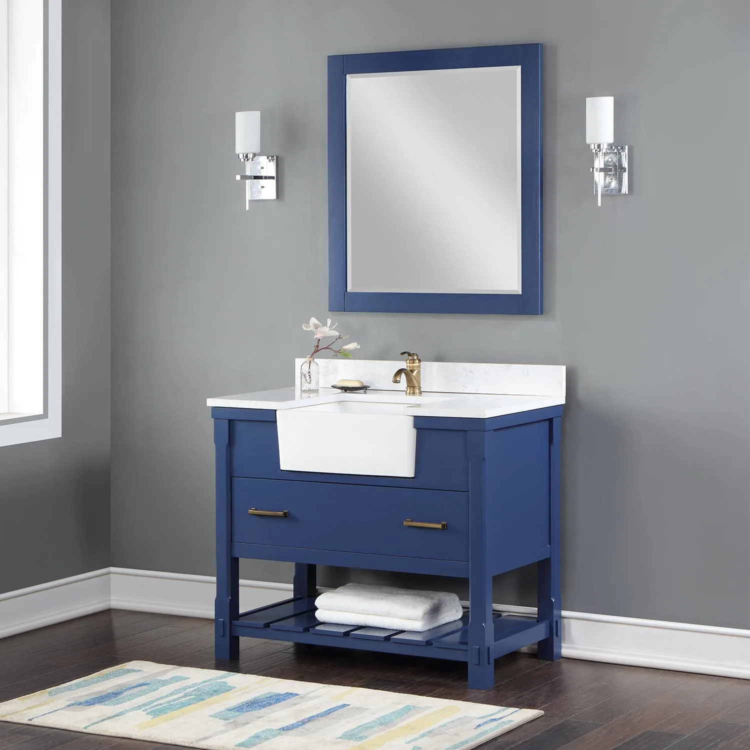 Altair Georgia 42 Inch Jewelry Blue Plywood Carrara Stone Single Vanity - image 4