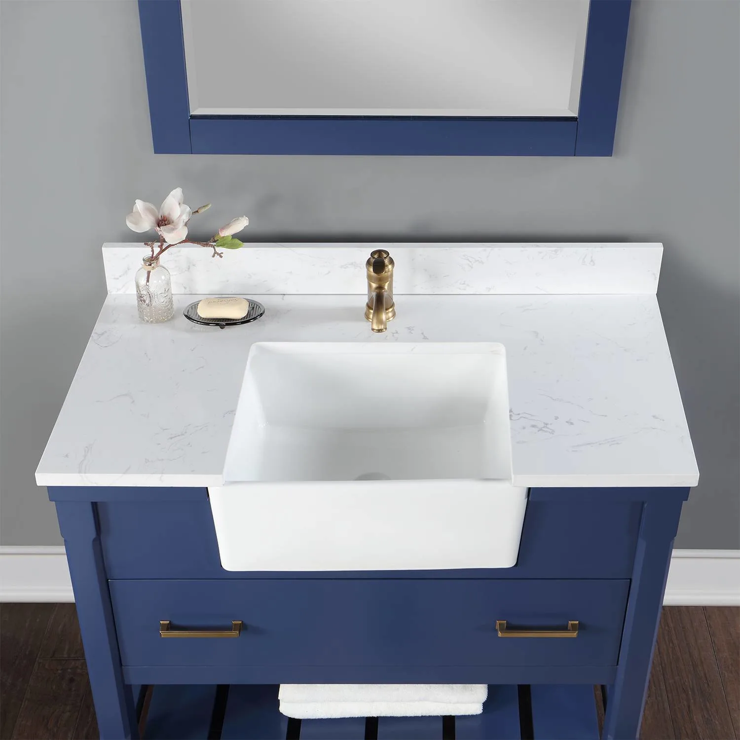 Altair Georgia 42 Inch Jewelry Blue Plywood Carrara Stone Single Vanity - image 6