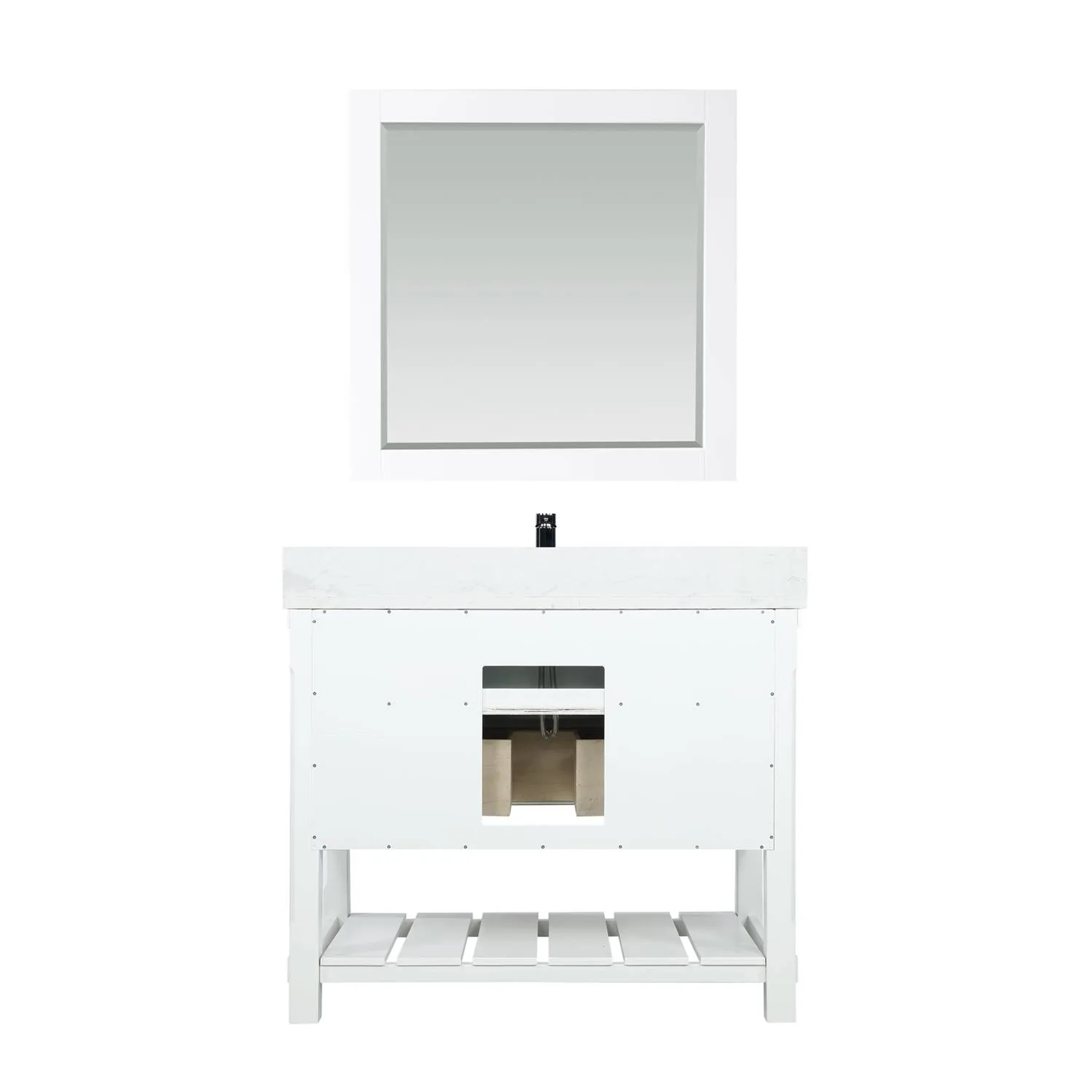 Altair Georgia 42 Inch White Plywood White Carrara Stone Single Vanity - image 2