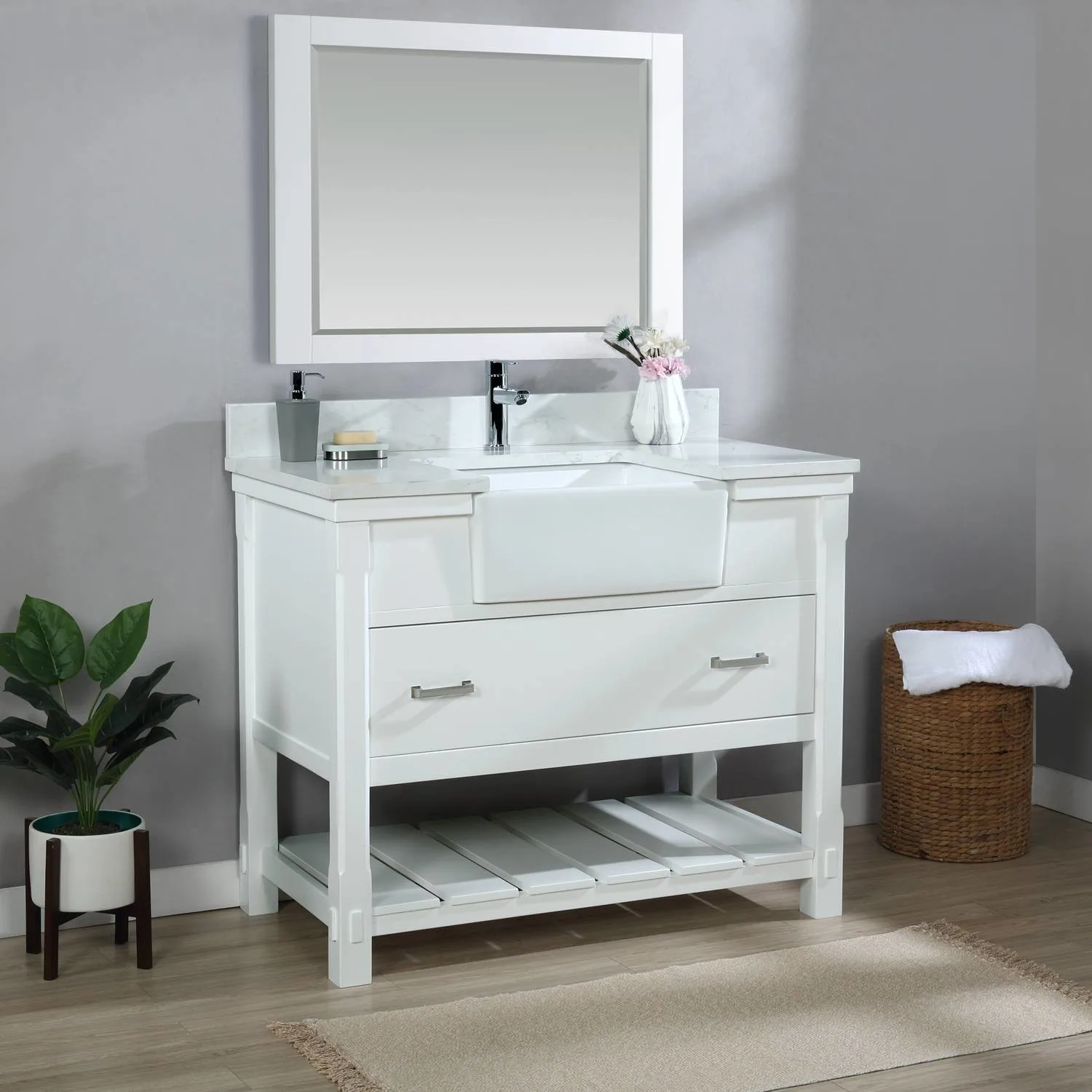 Altair Georgia 42 Inch White Plywood White Carrara Stone Single Vanity - image 3