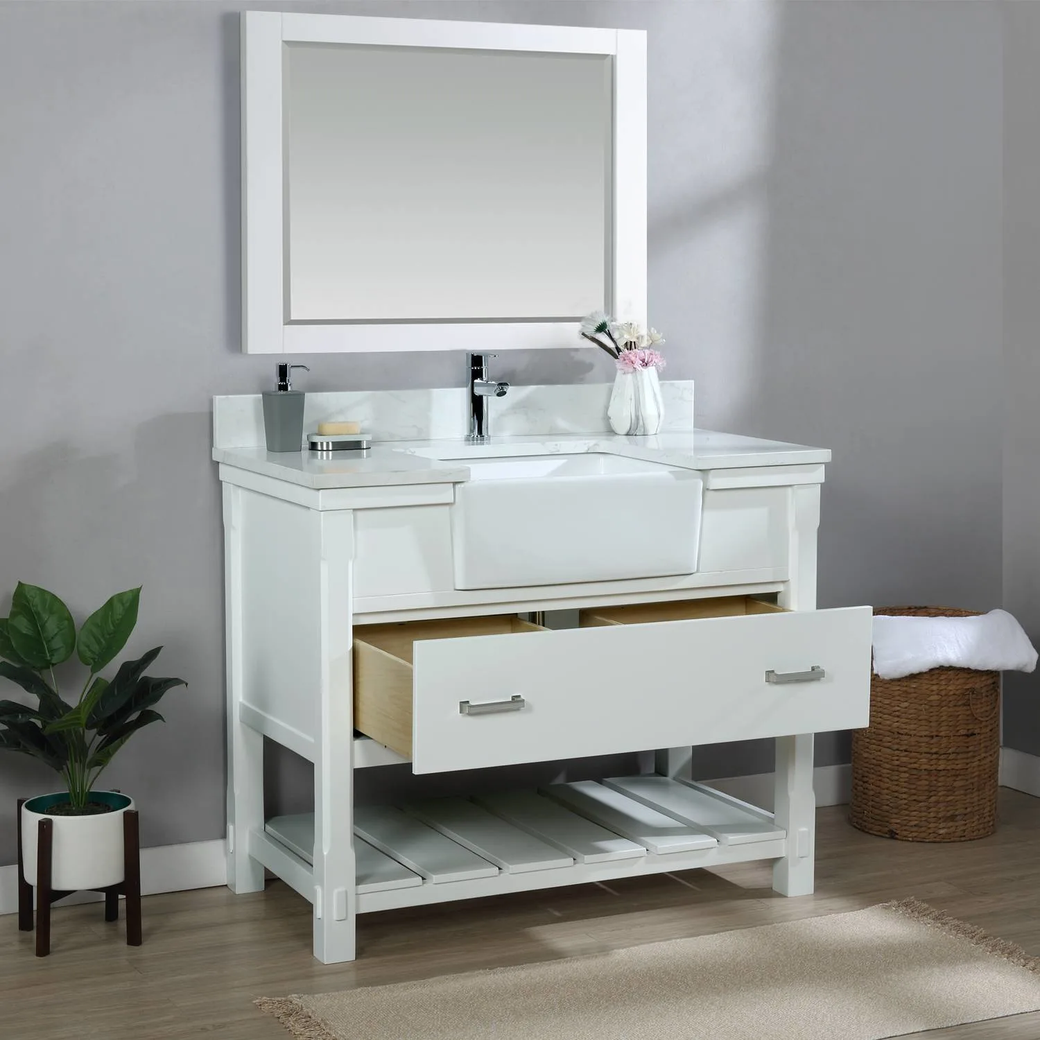 Altair Georgia 42 Inch White Plywood White Carrara Stone Single Vanity - image 4