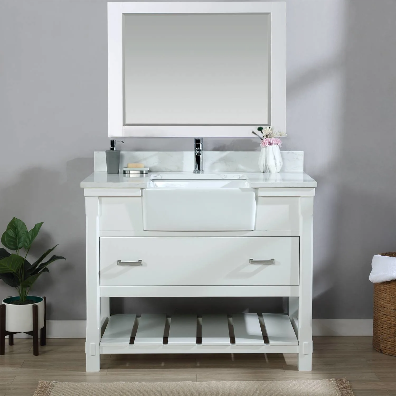 Altair Georgia 42 Inch White Plywood White Carrara Stone Single Vanity - image 5