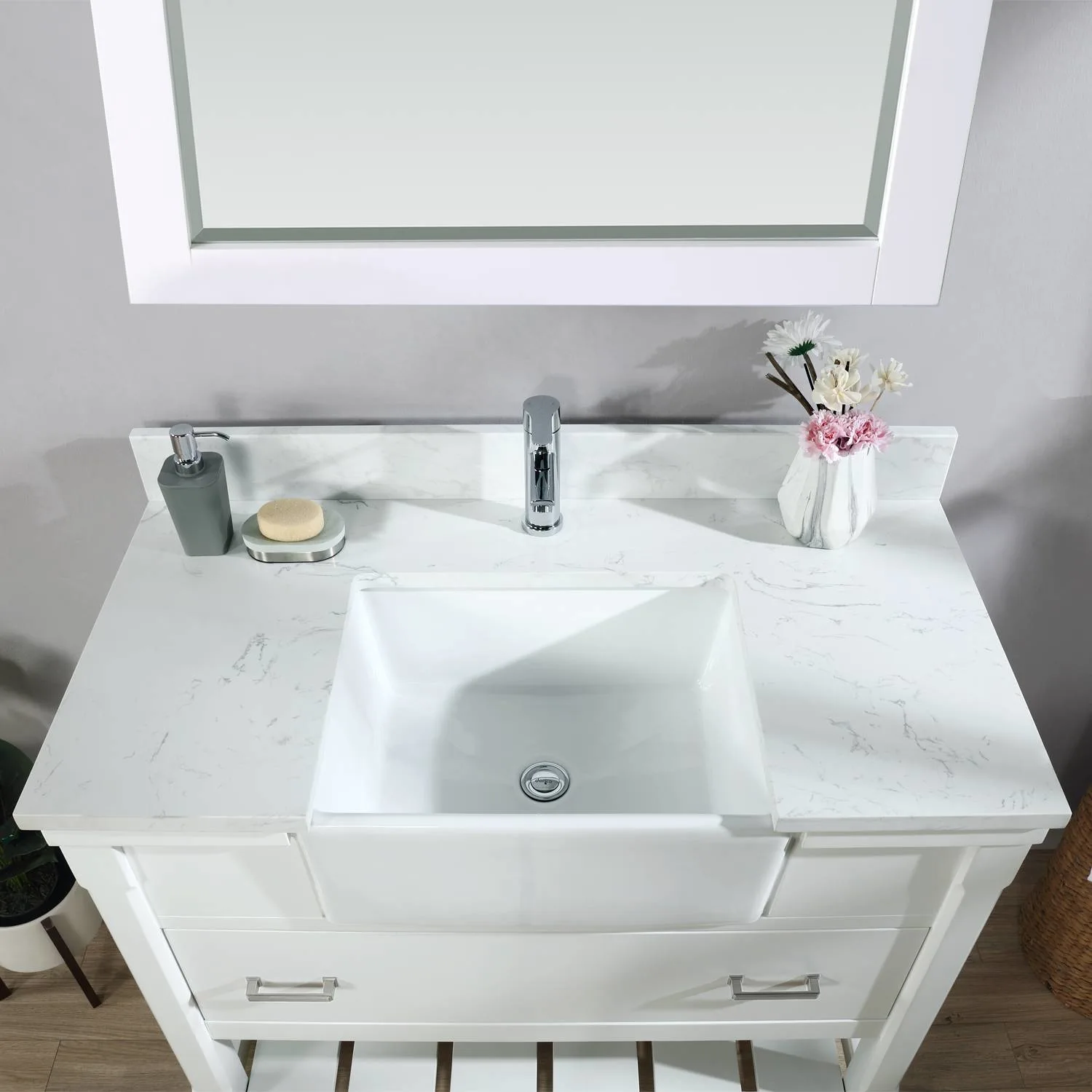 Altair Georgia 42 Inch White Plywood White Carrara Stone Single Vanity - image 6