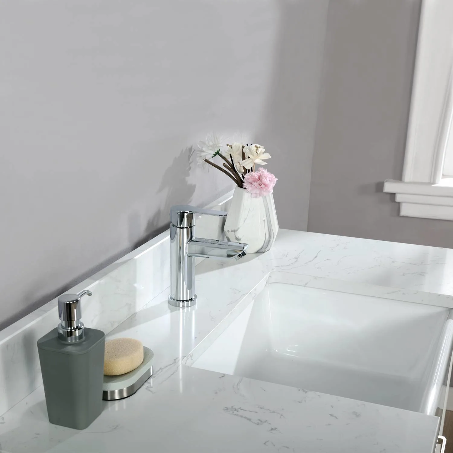 Altair Georgia 42 Inch White Plywood White Carrara Stone Single Vanity - image 7