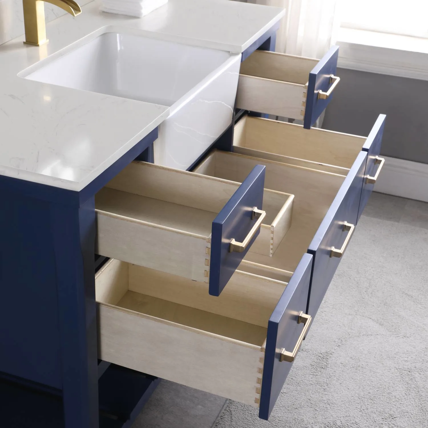 Altair Georgia 48 Inch Solid Plywood White Carrara Stone Single Vanity - image 10