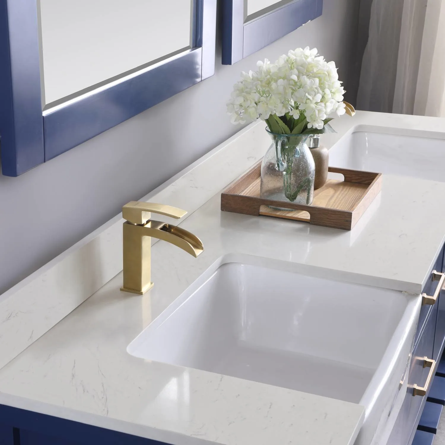 Altair Georgia 72 Inch Solid Plywood White Carrara Stone Double Vanity - image 7