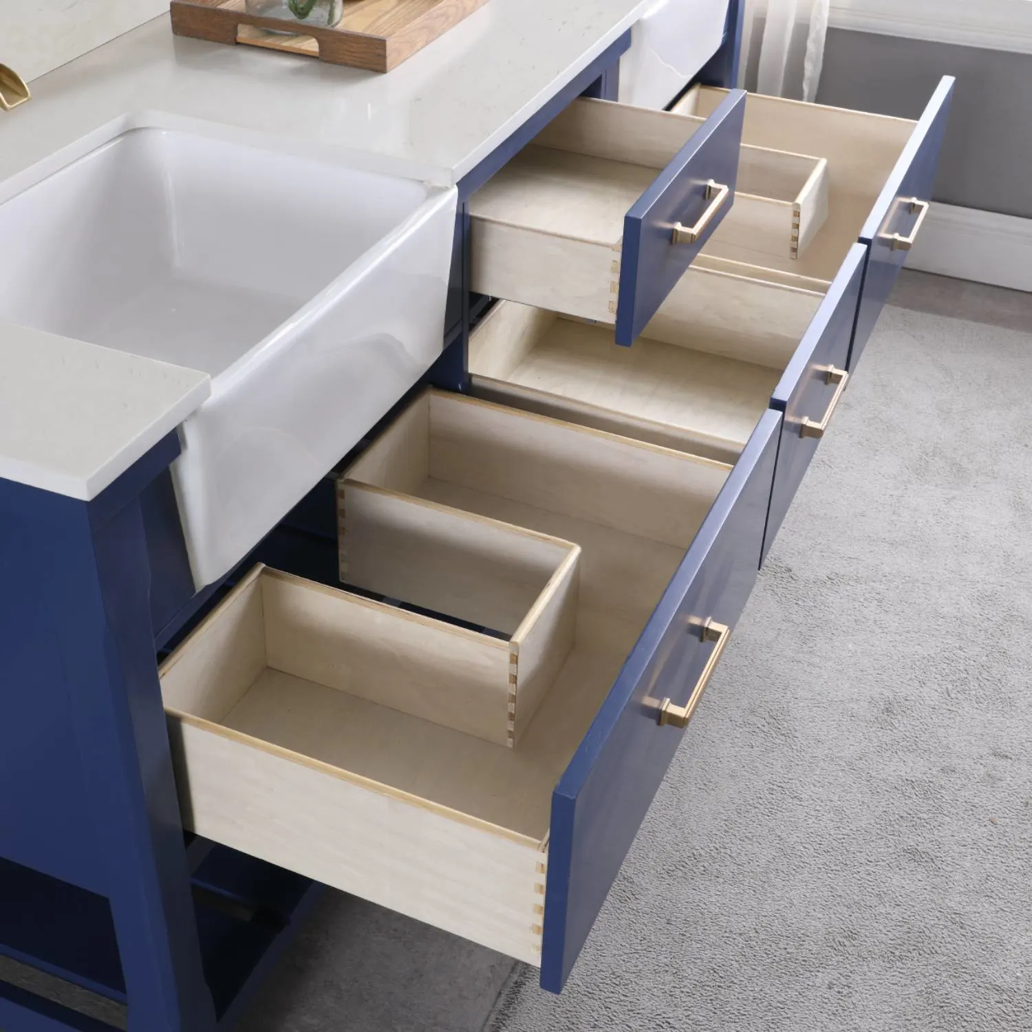 Altair Georgia 72 Inch Solid Plywood White Carrara Stone Double Vanity - image 8