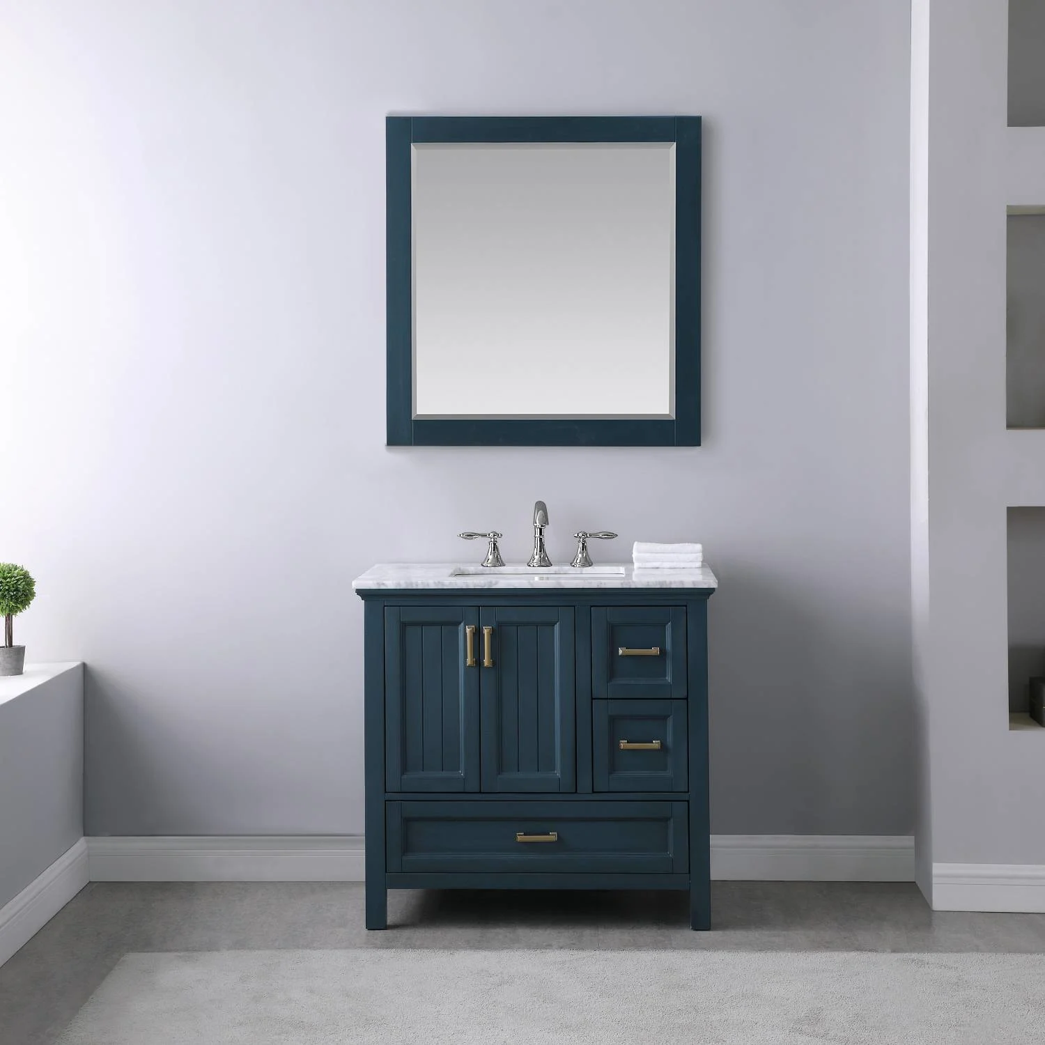 Altair Isla 36 Inch Solid Plywood White Carrara Single Vanity - image 3