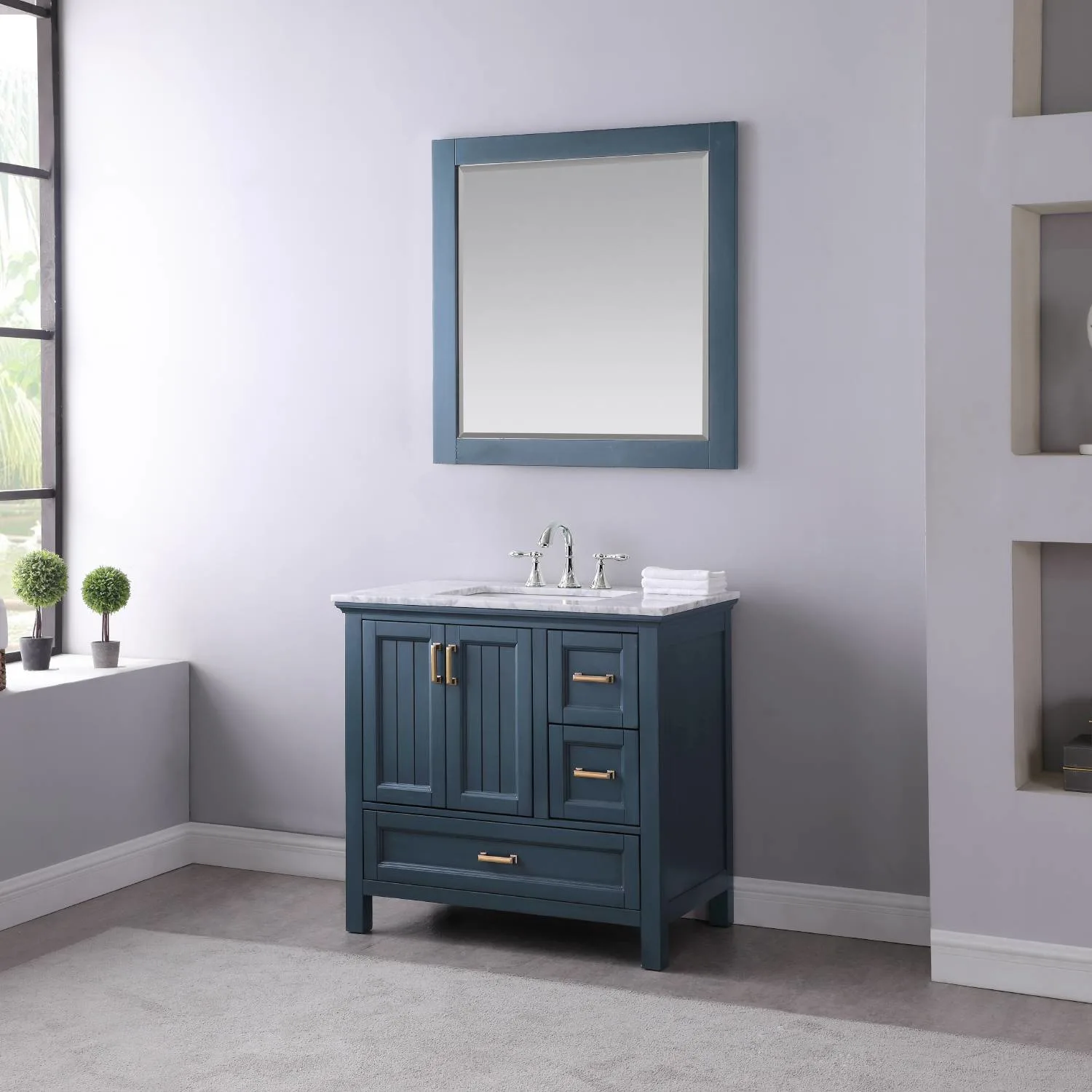 Altair Isla 36 Inch Solid Plywood White Carrara Single Vanity - image 4
