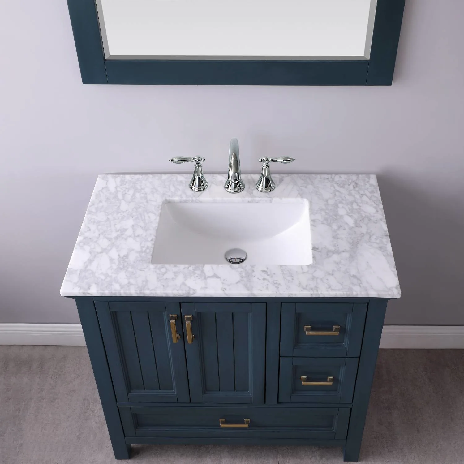 Altair Isla 36 Inch Solid Plywood White Carrara Single Vanity - image 6