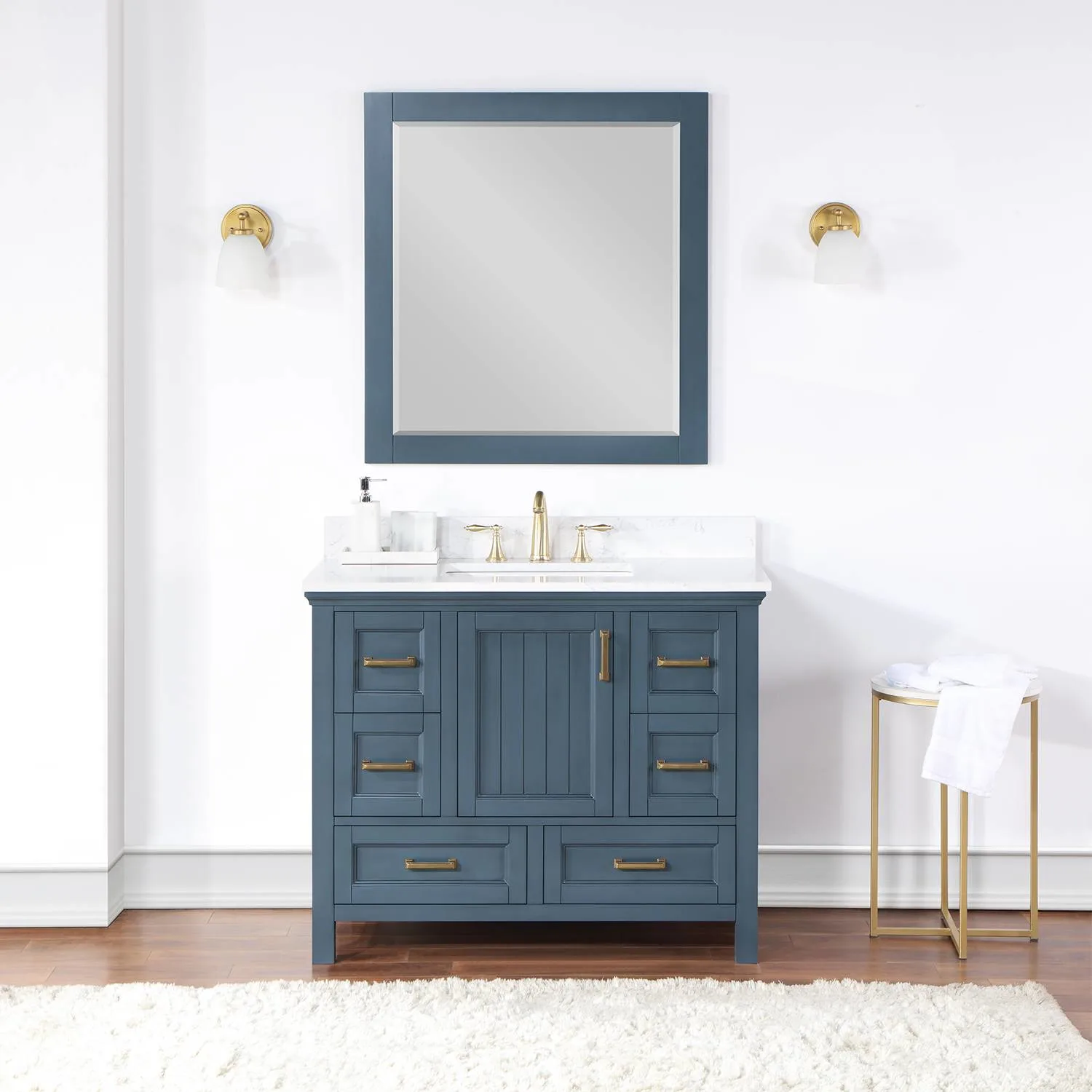 Altair Isla 42 Inch Classic Blue Plywood Carrara Stone Single Vanity - image 3