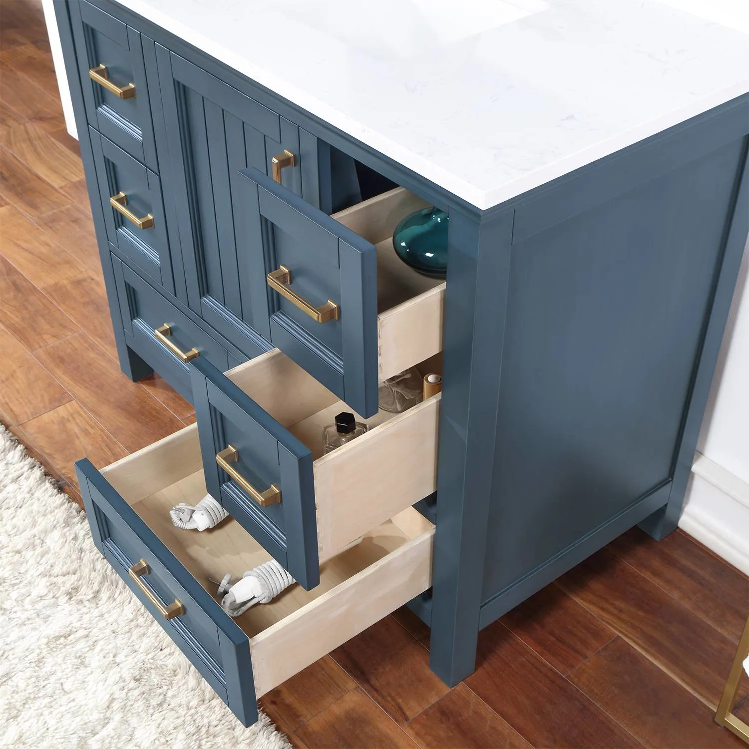 Altair Isla 42 Inch Classic Blue Plywood Carrara Stone Single Vanity - image 9