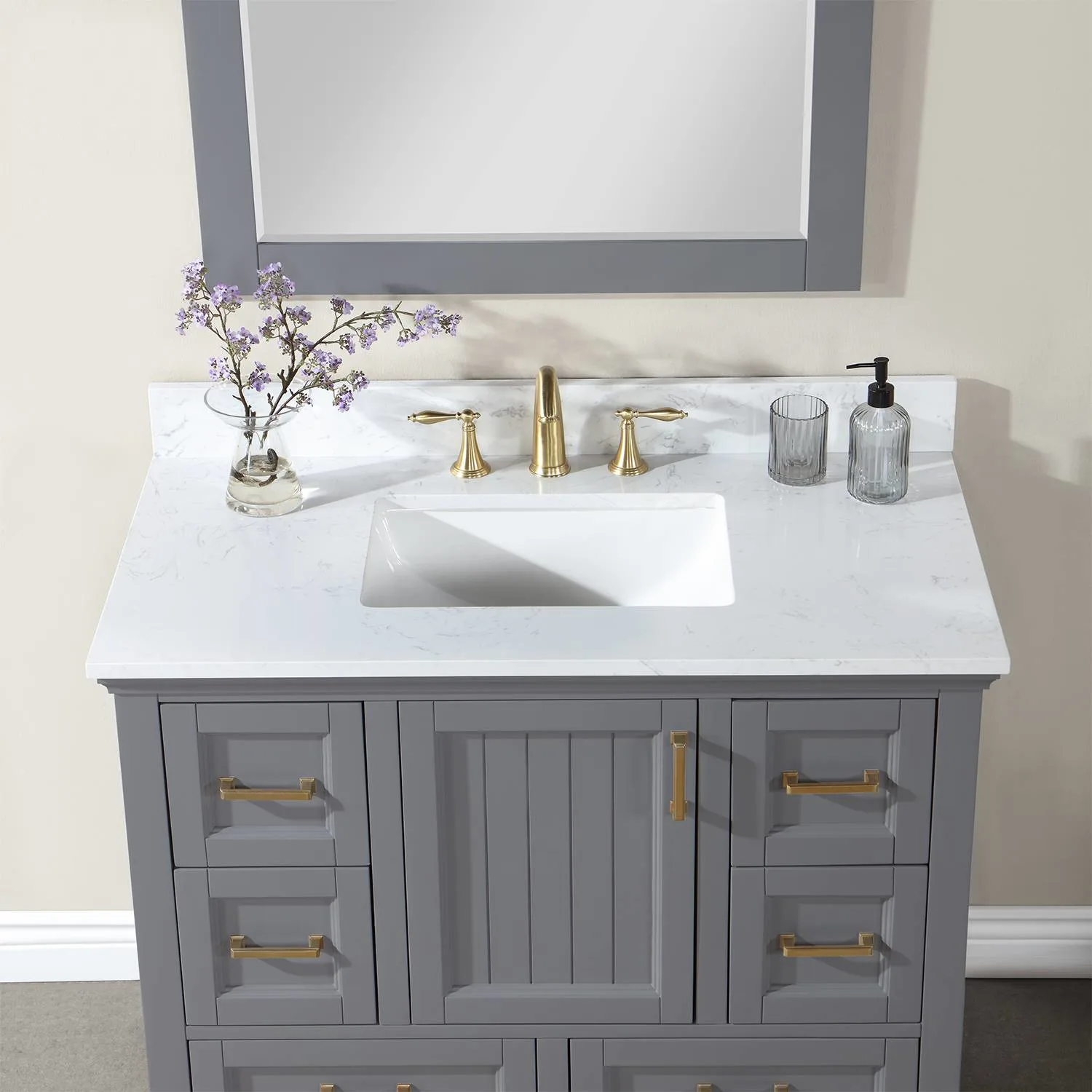 Altair Isla 42 Inch Gray Plywood White Carrara Stone Single Vanity - image 7
