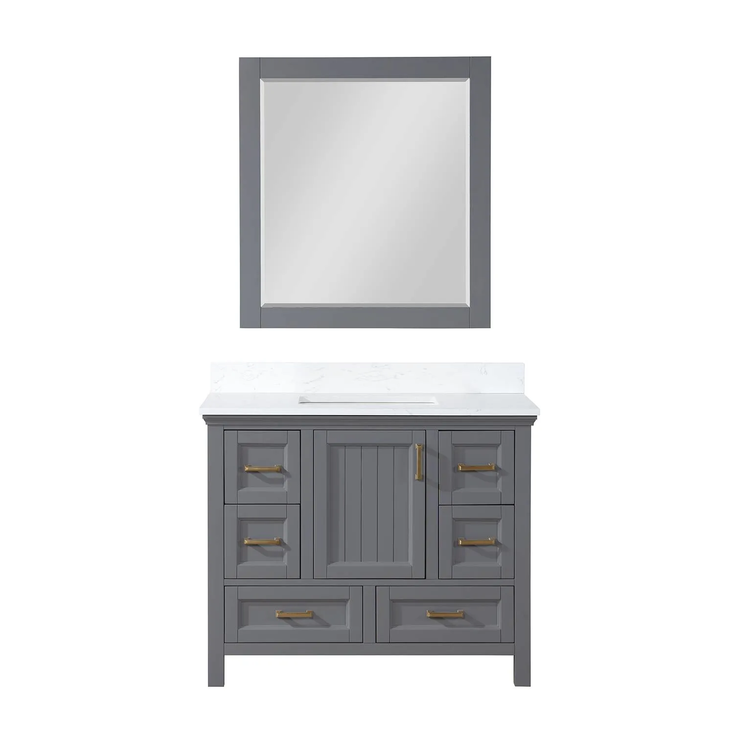 Altair Isla 42 Inch Gray Plywood White Carrara Stone Single Vanity