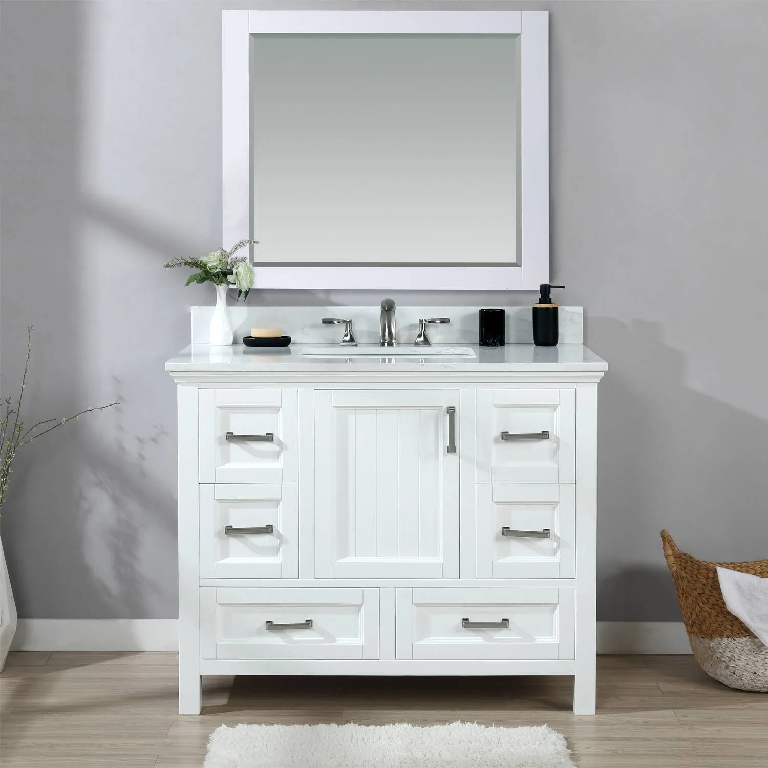Altair Isla 42 Inch White Solid Plywood White Carrara Single Vanity - image 3