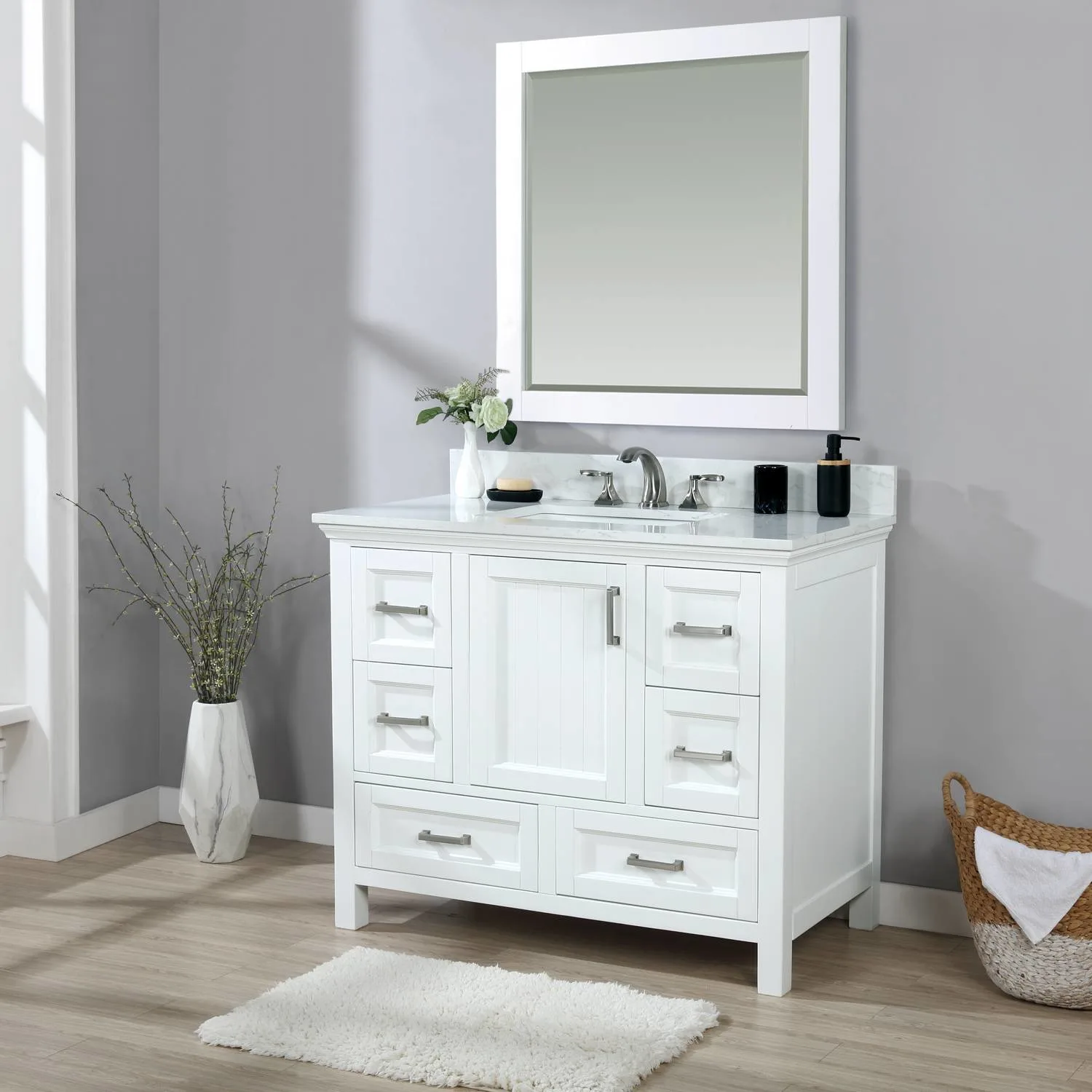 Altair Isla 42 Inch White Solid Plywood White Carrara Single Vanity - image 4