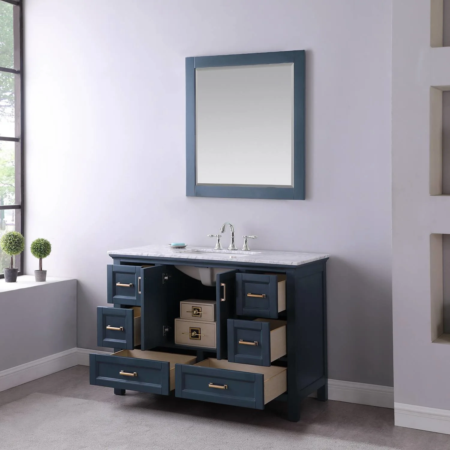 Altair Isla 48 Inch Solid Plywood White Carrara Single Vanity - image 5