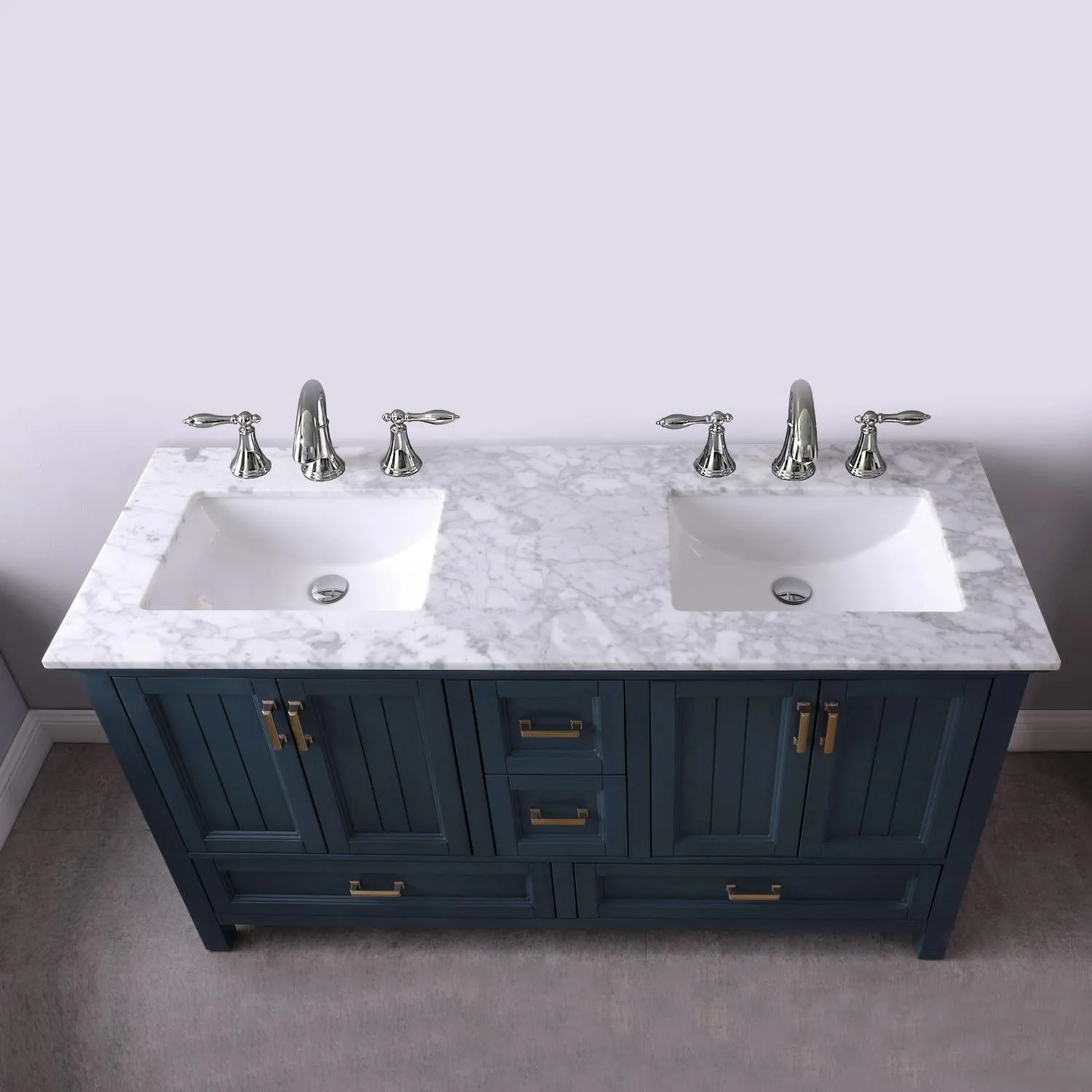 Altair Isla 60 Inch Solid Plywood White Carrara Double Vanity - image 6