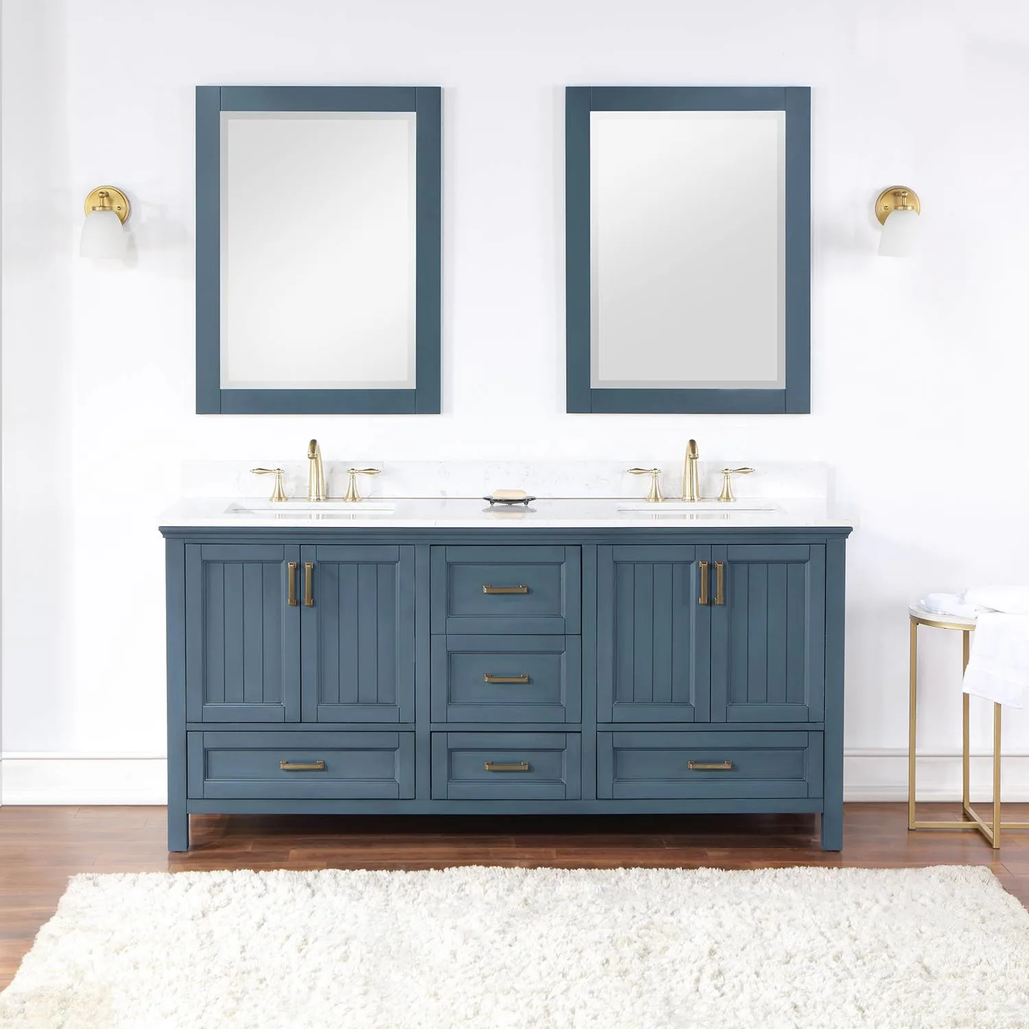 Altair Isla 72 Inch Classic Blue Plywood Carrara Stone Double Vanity - image 3