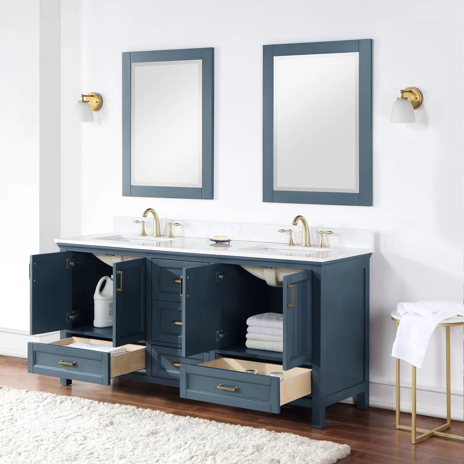 Altair Isla 72 Inch Classic Blue Plywood Carrara Stone Double Vanity - image 6