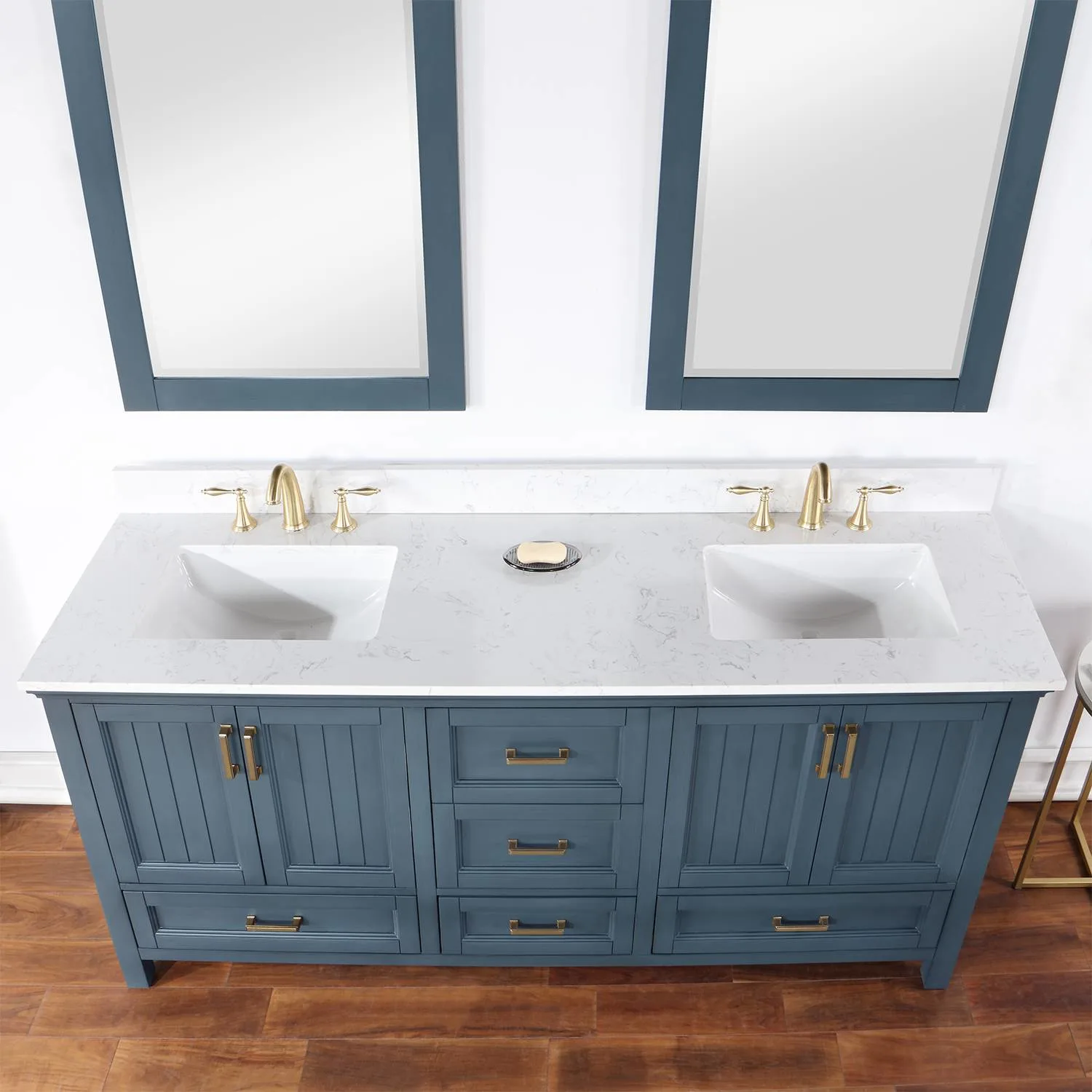 Altair Isla 72 Inch Classic Blue Plywood Carrara Stone Double Vanity - image 7