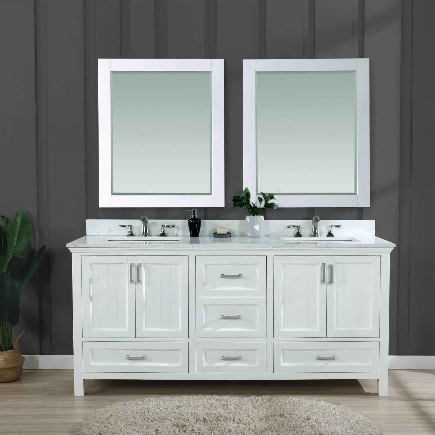 Altair Isla 72 Inch White Solid Plywood White Carrara Double Vanity - image 5