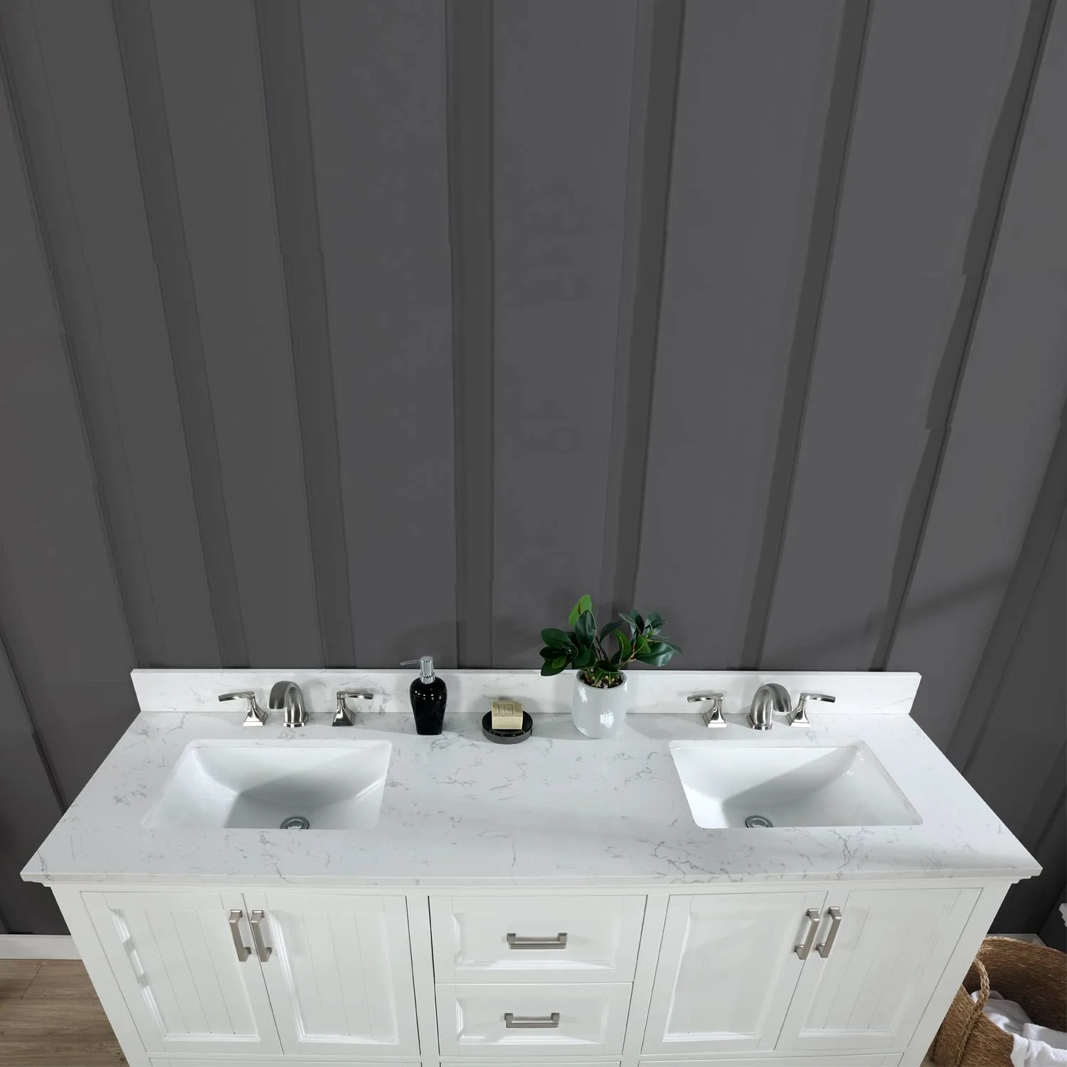 Altair Isla 72 Inch White Solid Plywood White Carrara Double Vanity - image 8