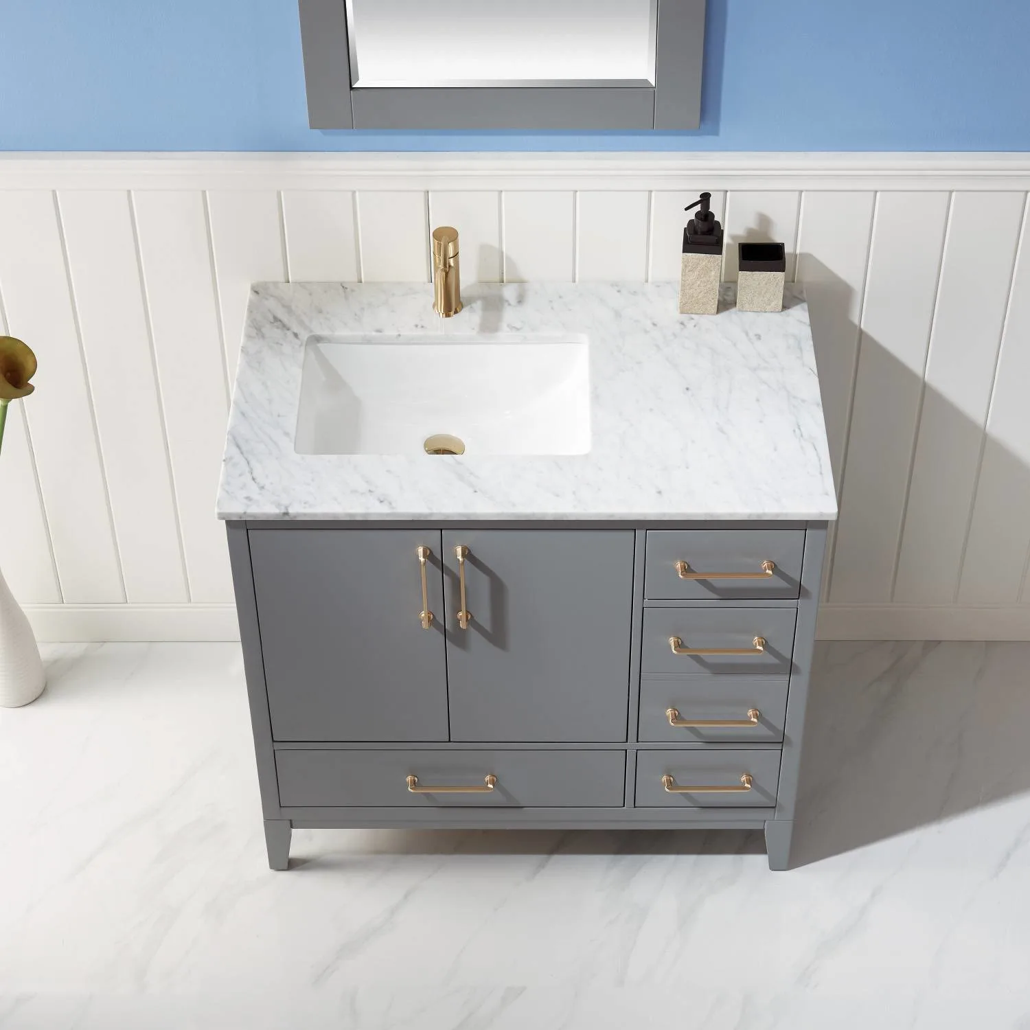 Altair Sutton 36 Inch Solid Plywood White Carrara Single Vanity - image 6