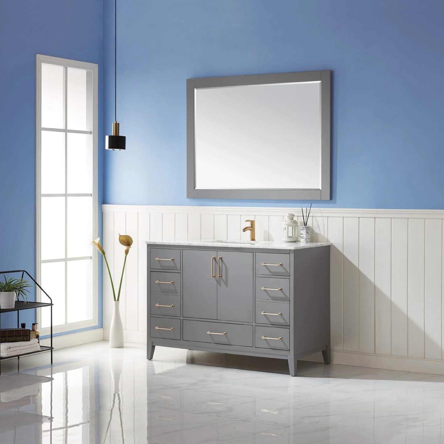 Altair Sutton 48 Inch Solid Plywood White Carrara Single Vanity - image 4