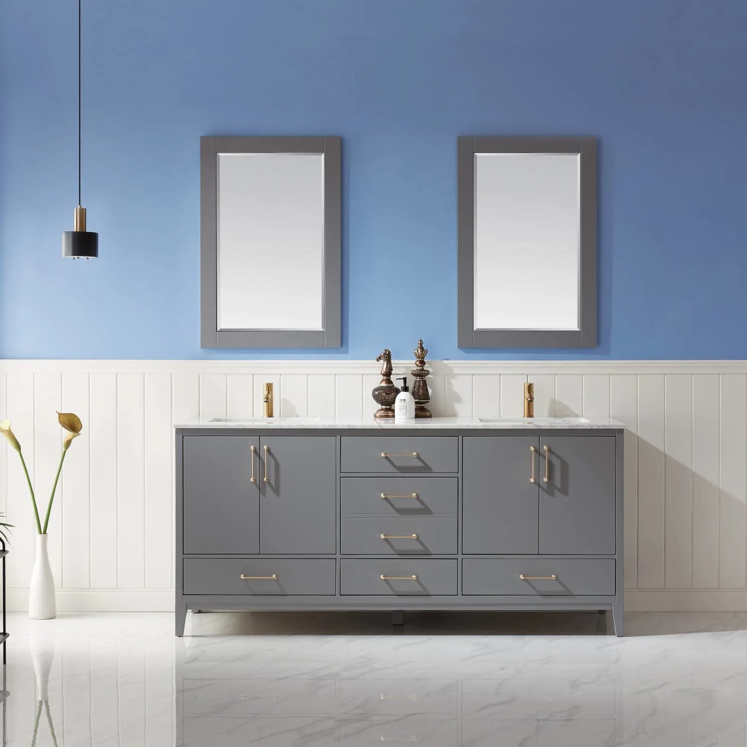 Altair Sutton 72 Inch Solid Plywood White Carrara Double Vanity - image 3