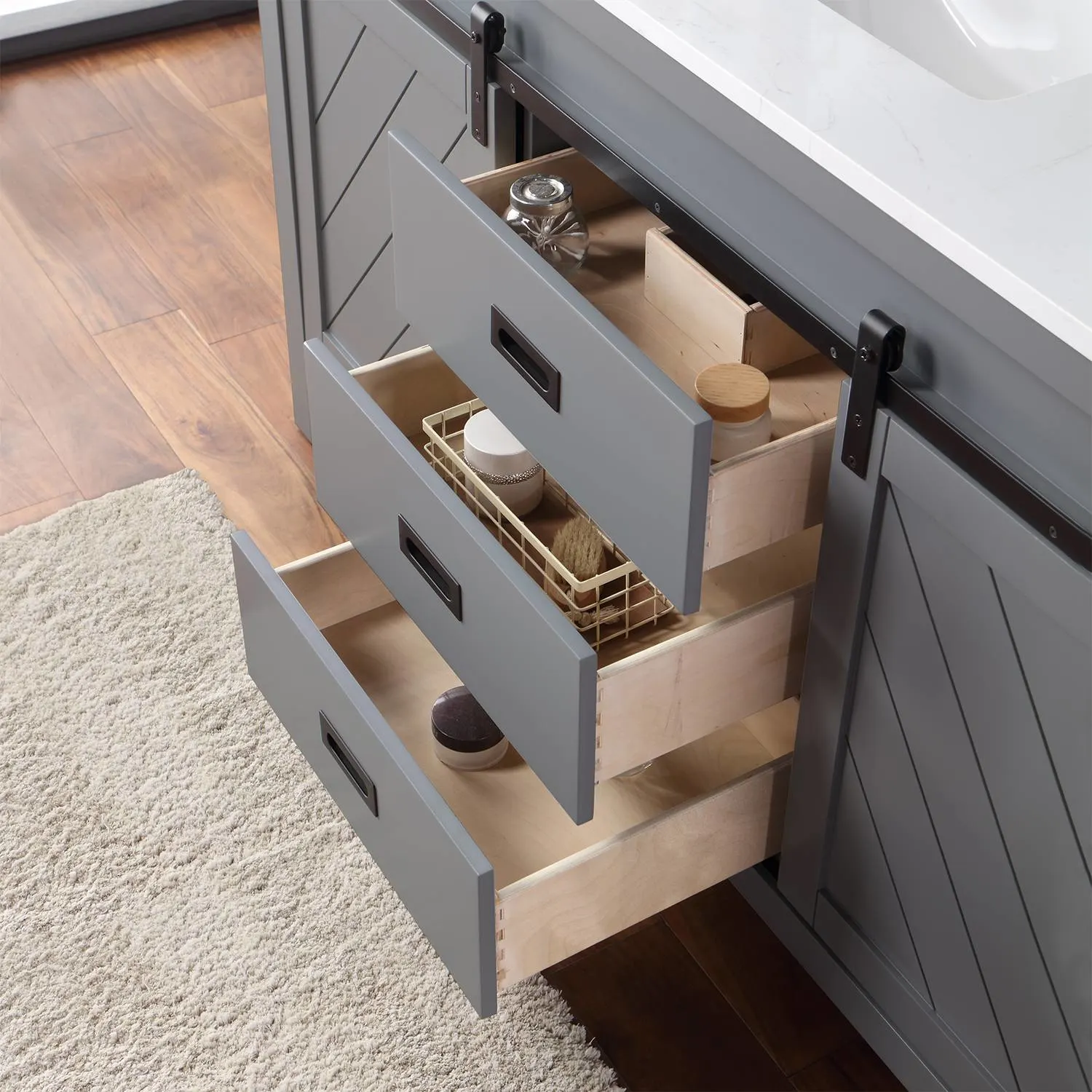 Altair Kinsley 60 Inch Gray Plywood White Carrara Stone Single Vanity - image 9